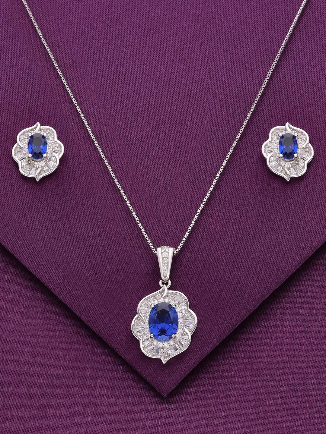 

KAI JEWEL 92.5 Sterling Silver Rhodium-Plated Cubic Zirconia Studded Jewellery Set