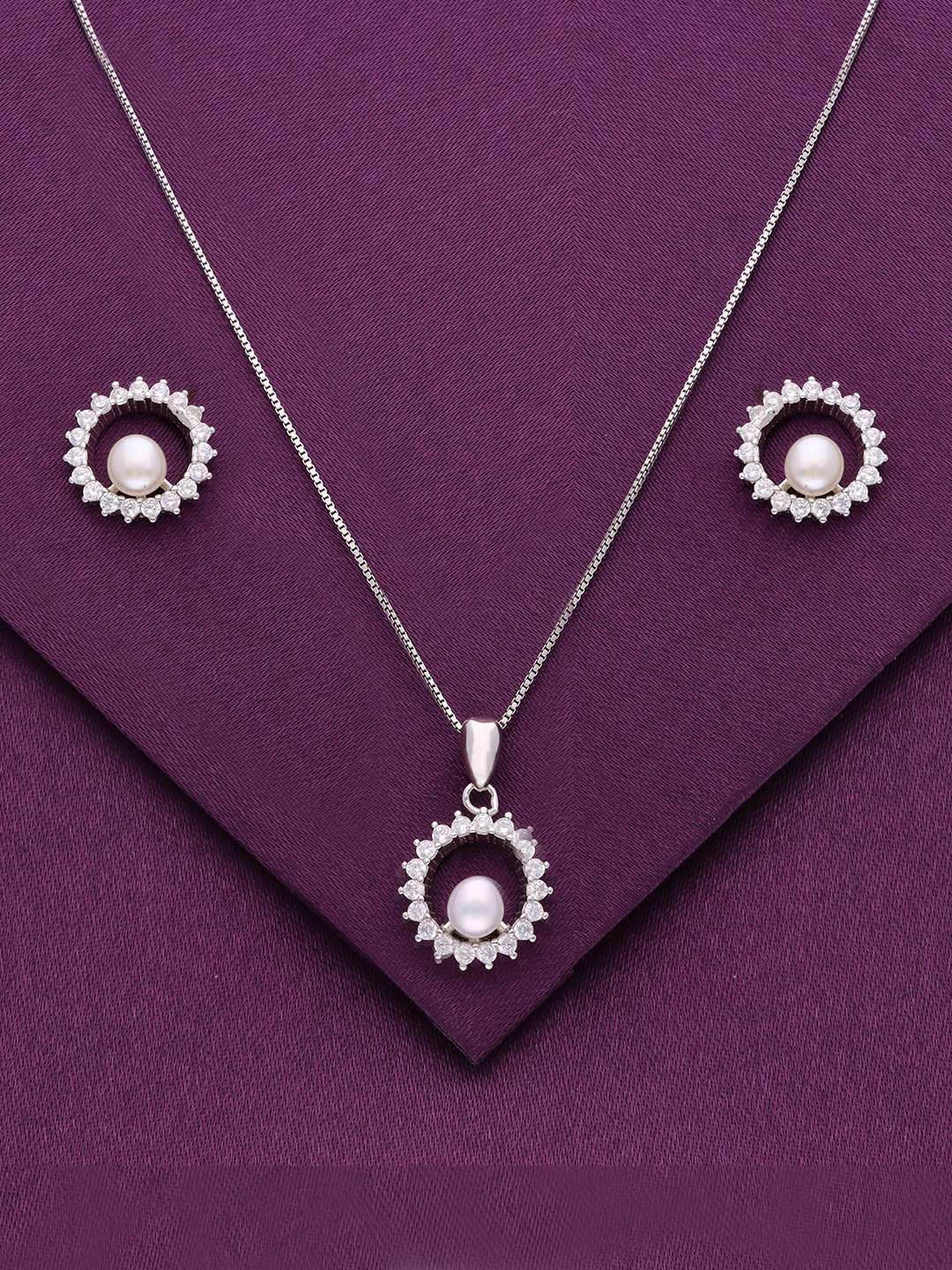 

KAI JEWEL 92.5 Sterling Silver Rhodium-Plated Cubic Zirconia Studded Jewellery Set