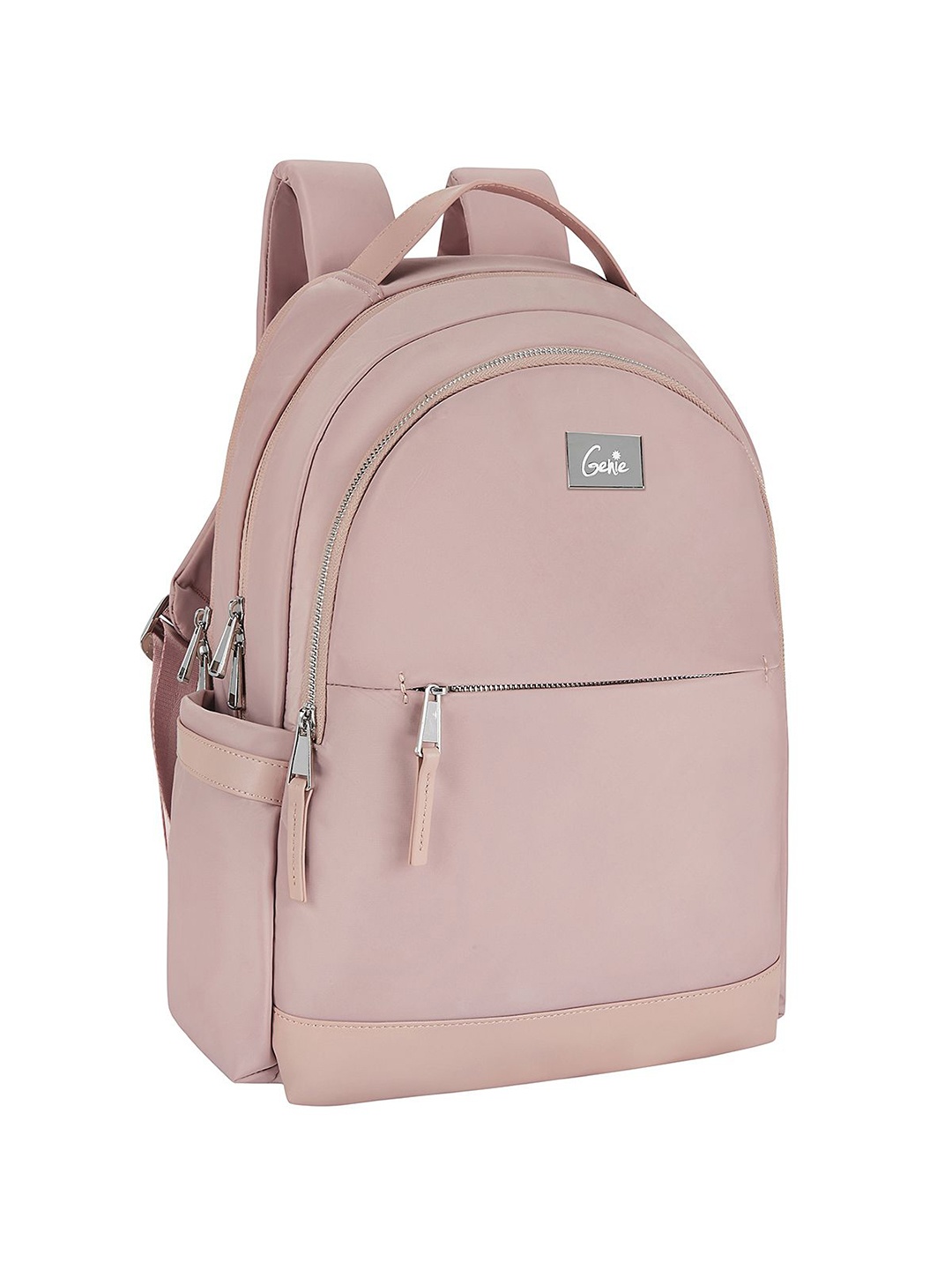 

Genie Women Solid Water Resistant 15.6" Laptop Backpack with Secret Pocket, Pink