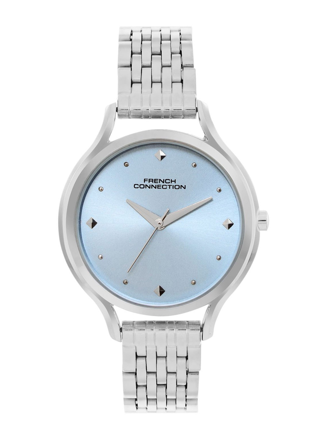 

French Connection Women Embellished Dial & Stainless Steel Bracelet Style Straps Analogue Watch FCN096USM, Blue