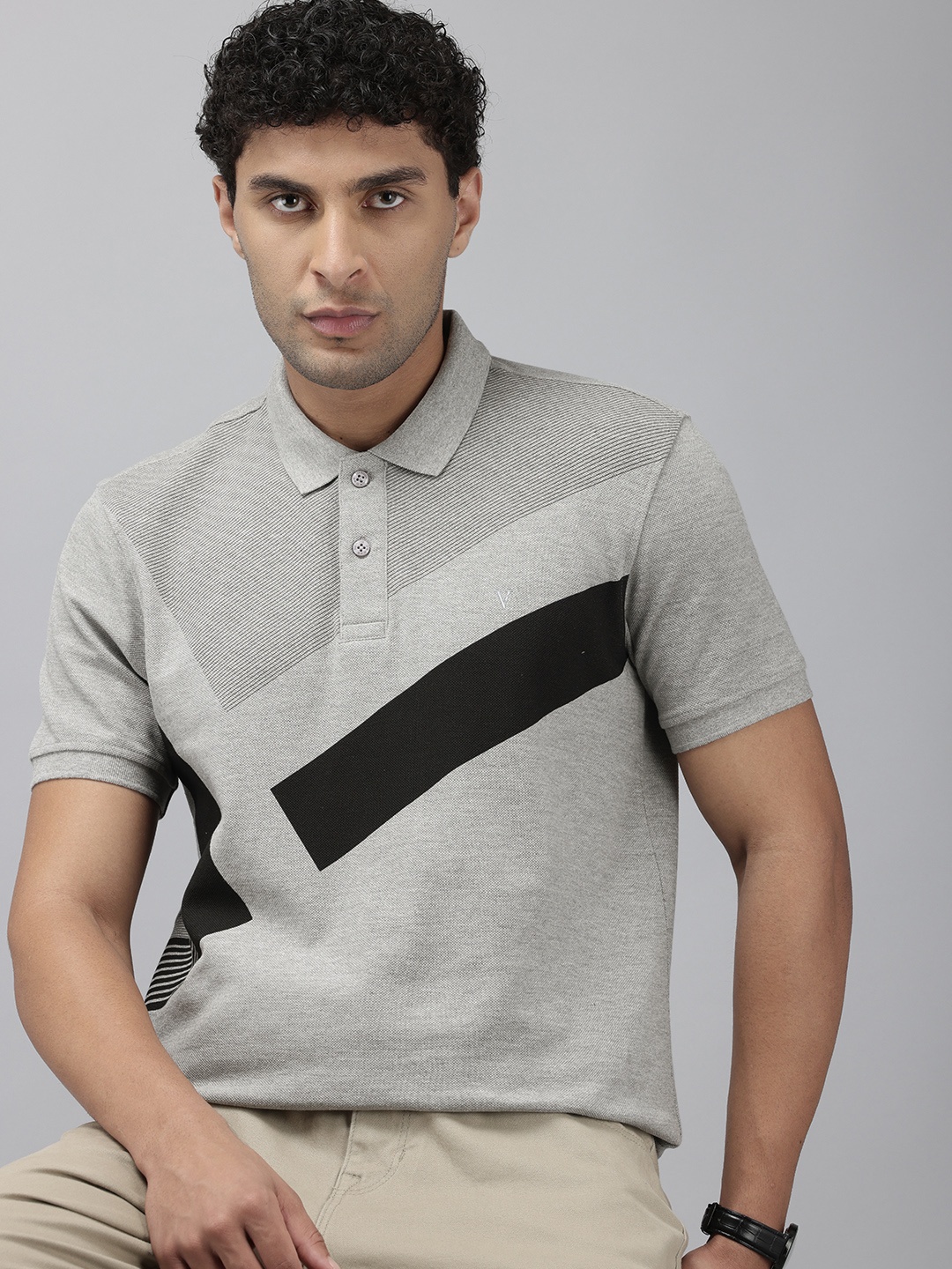 

Van Heusen Sport Geometric Printed Polo Collar T-shirt, Grey