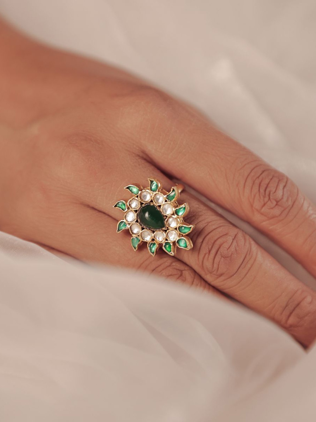 

srikala Gold-Plated Stone Studded Finger Ring