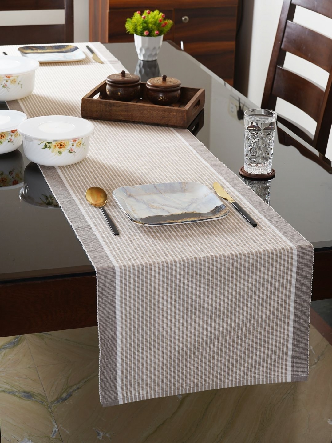 

CDI Grey Striped Pure Cotton Runner