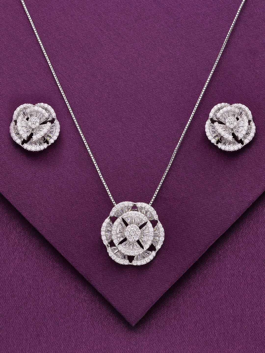 

KAI JEWEL 92.5 Sterling Silver Rhodium-Plated Cubic Zirconia-Studded Jewellery Set