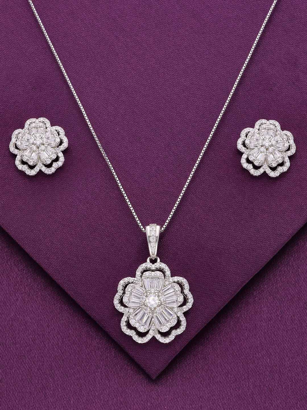 

KAI JEWEL 92.5 Sterling Silver Rhodium-Plated Cubic Zirconia-Studded Jewellery Set