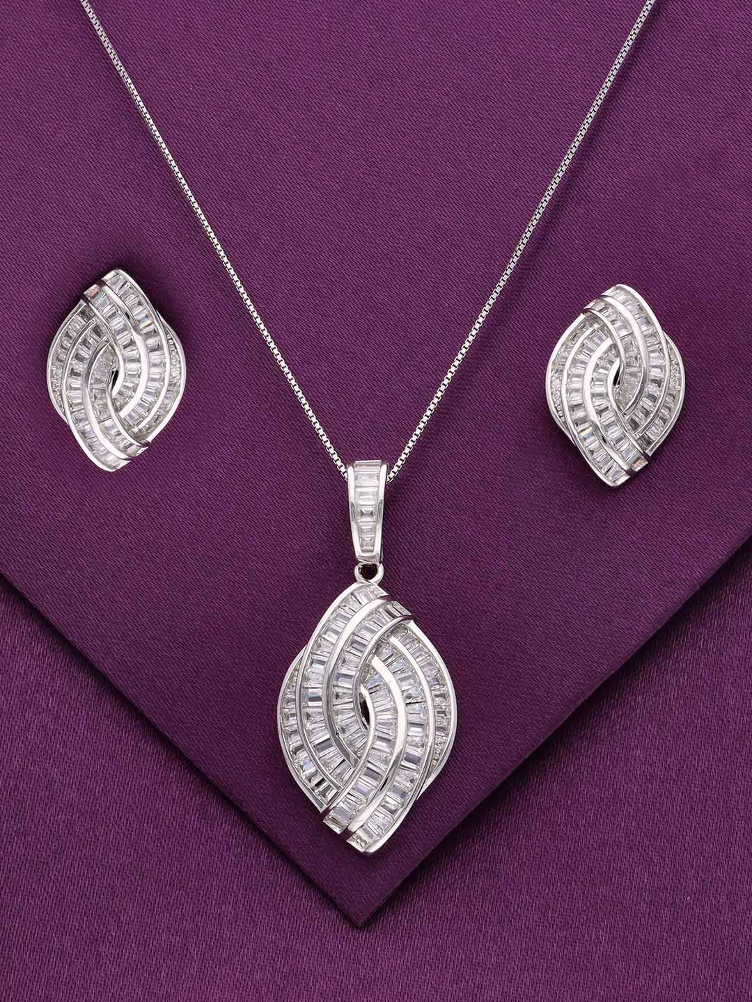 

KAI JEWEL Rhodium-Plated 92.5 Sterling Silver Cubic Zirconia-Studded Jewellery Set