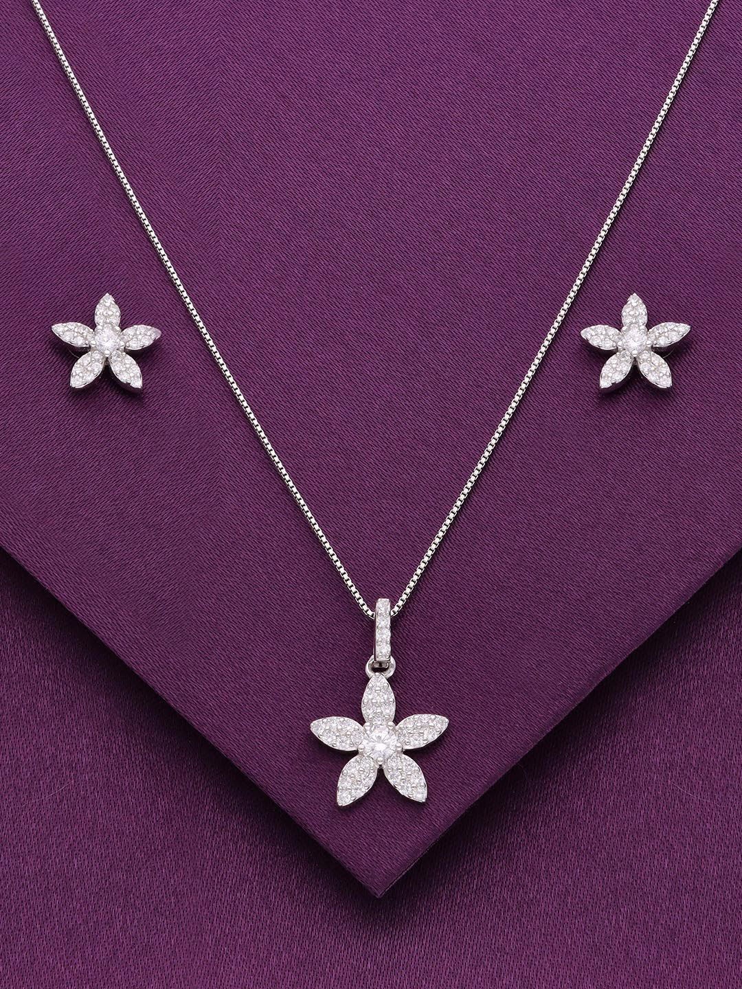 

KAI JEWEL Rhodium-Plated 92.5 Sterling Silver Cubic Zirconia-Studded Jewellery Set