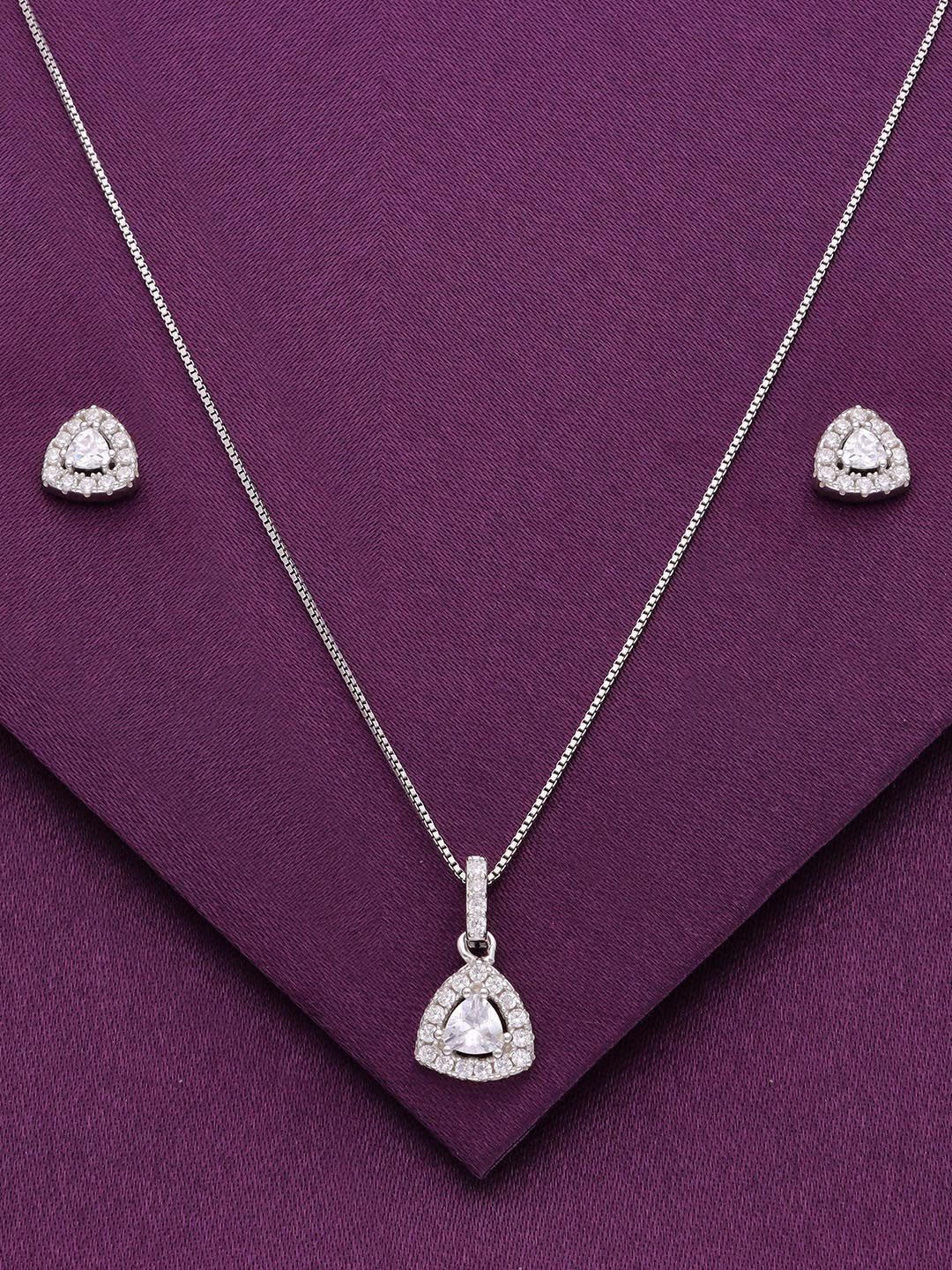 

KAI JEWEL Rhodium-Plated 92.5 Sterling Silver Cubic Zirconia-Studded Jewellery Set