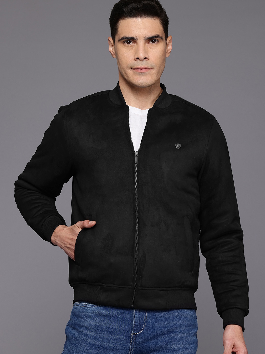 

Louis Philippe Suede Finish Tailored Jacket, Black