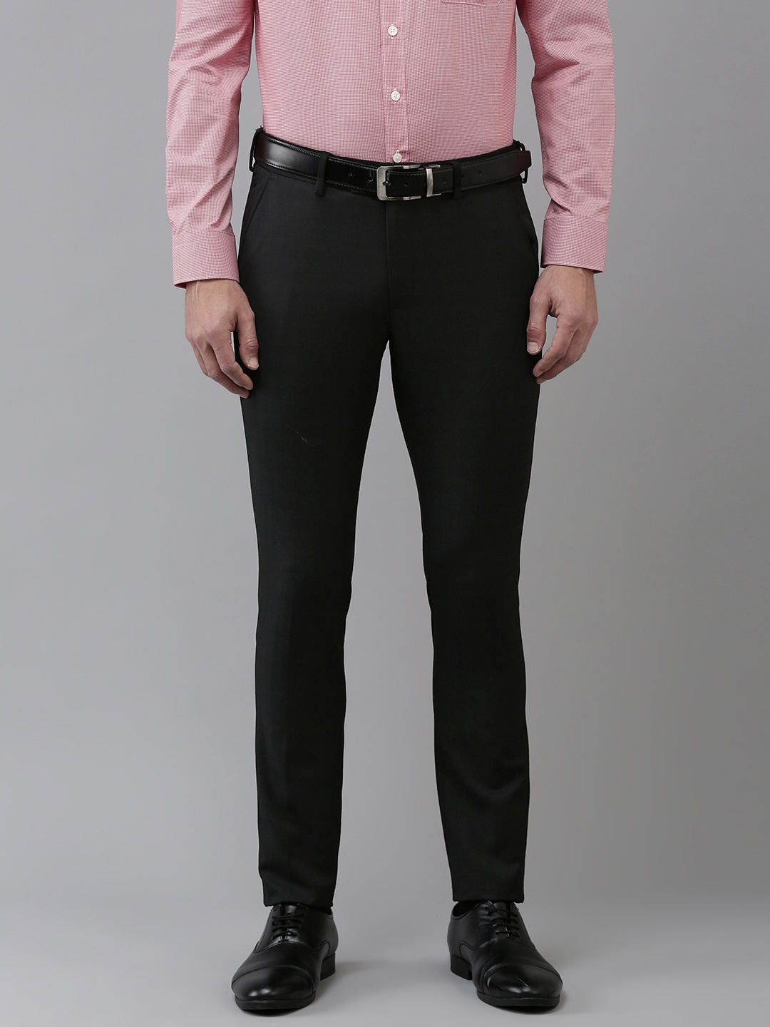 

Louis Philippe Men Checked Tapered Fit Formal Trousers, Black
