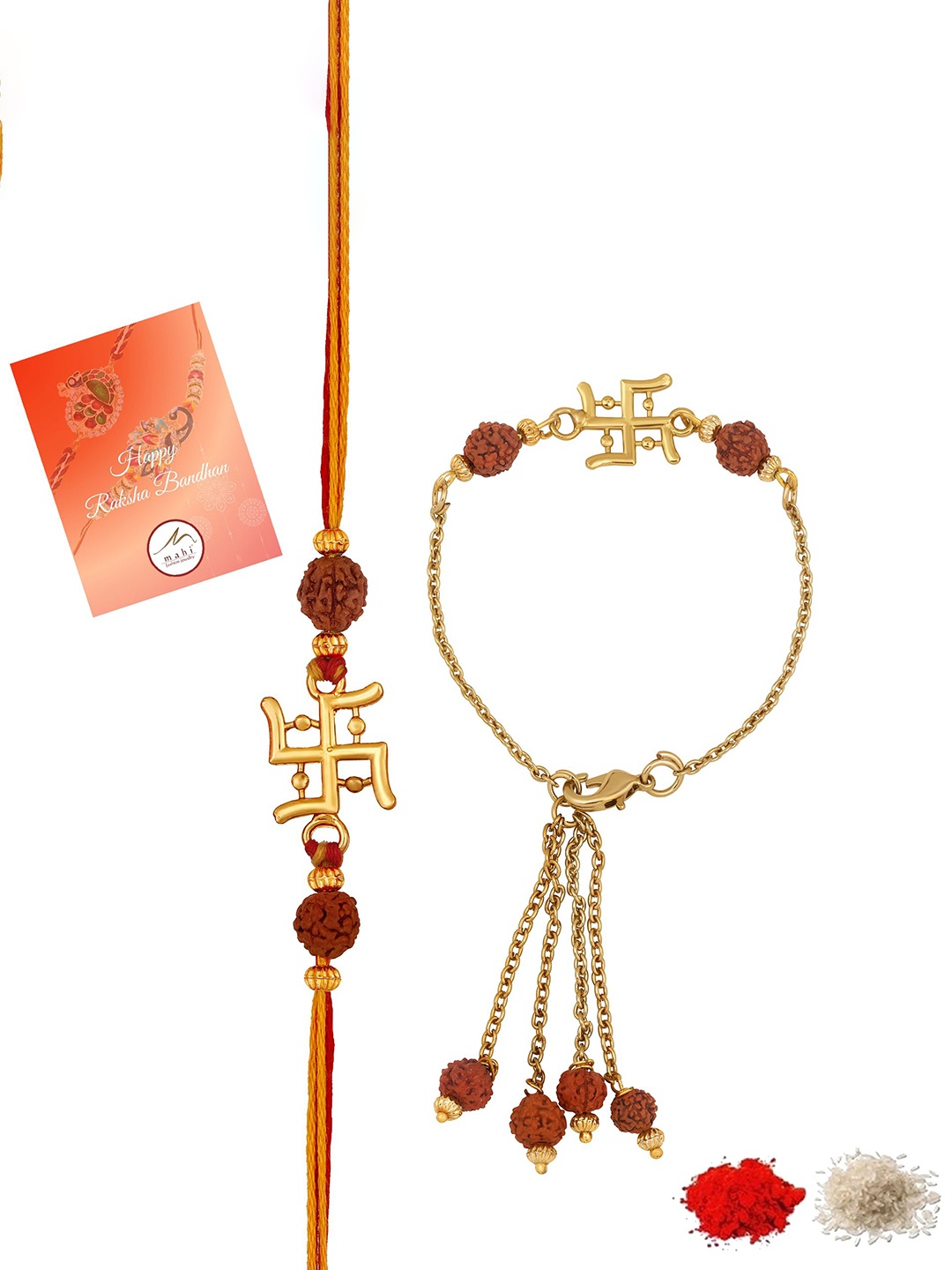 

Mahi Rudraksha Thread Couple Rakhis, Gold