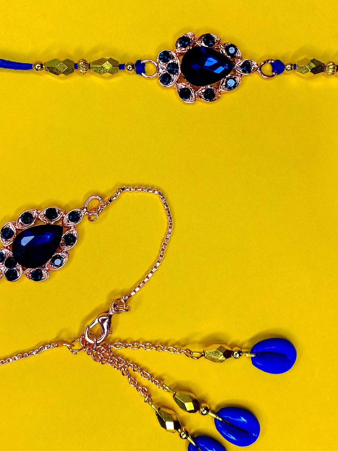 

Mahi Beaded Thread Couple Rakhis, Gold