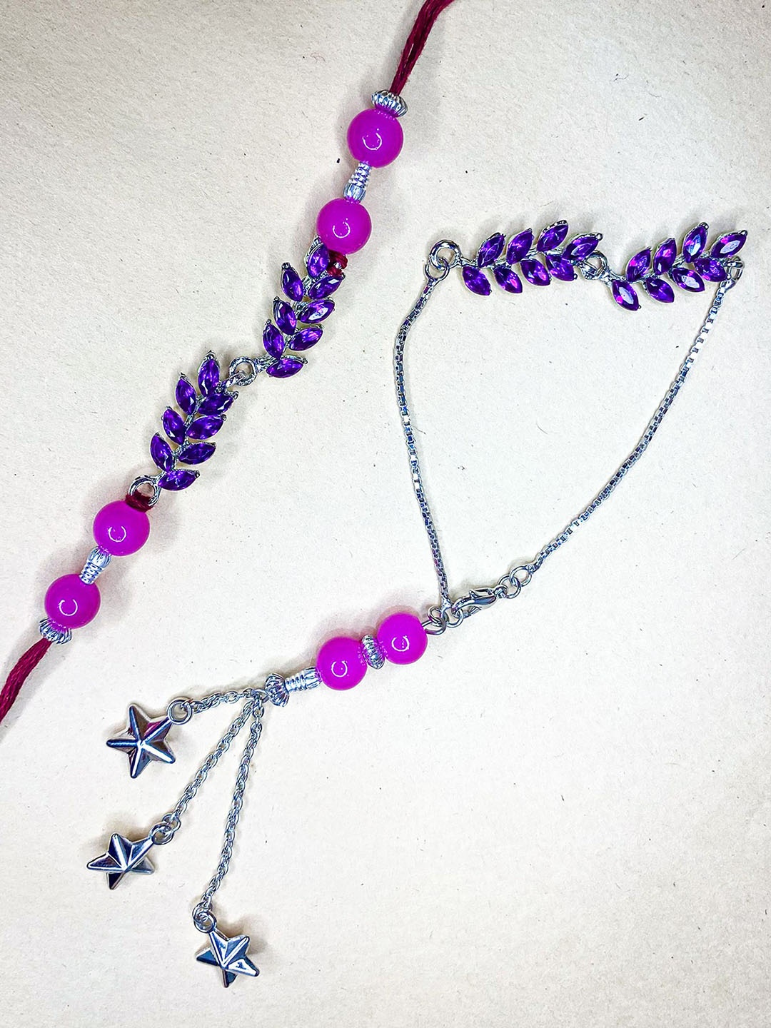 

Mahi Beaded Thread Couple Rakhis, Purple