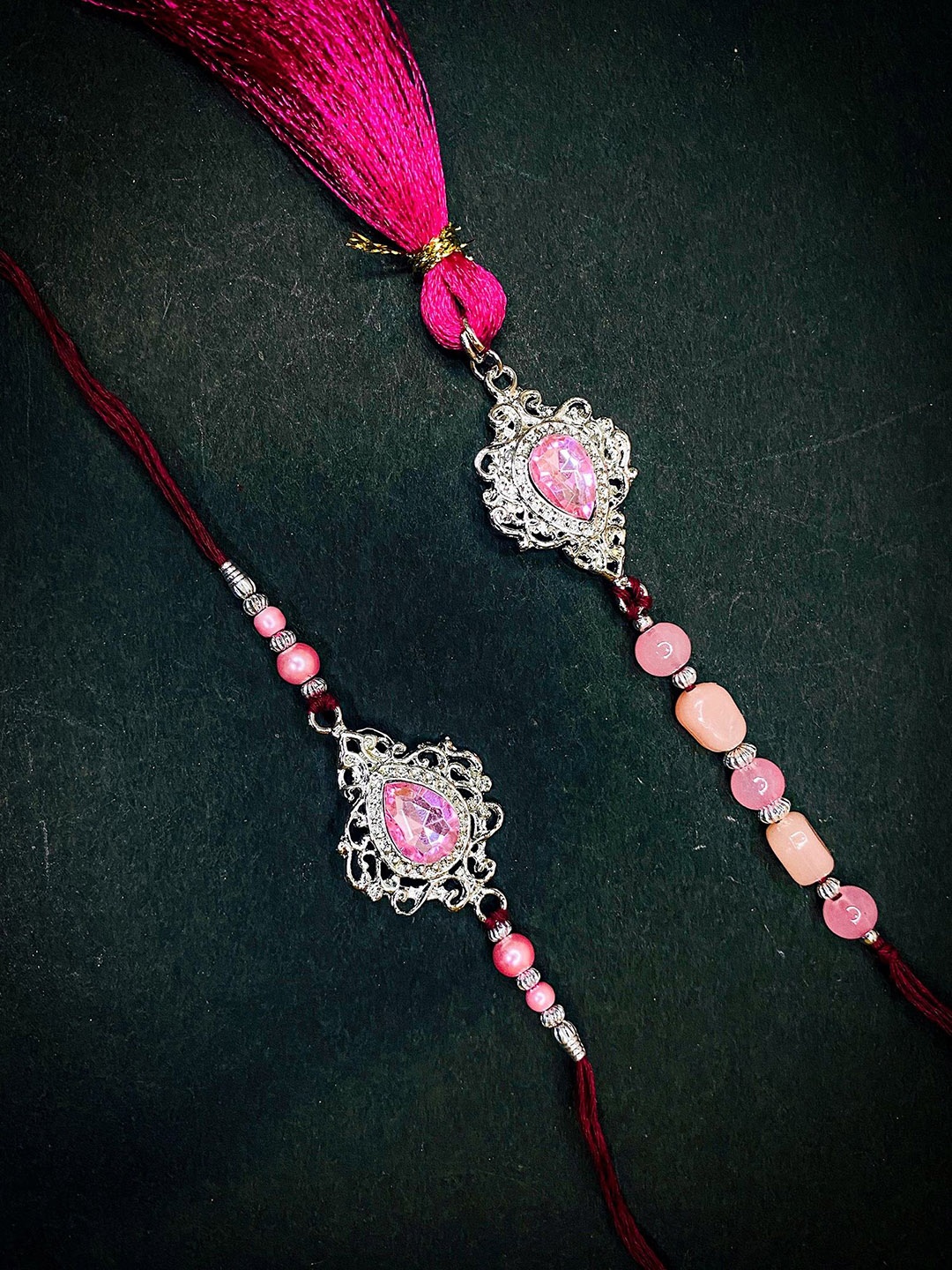 

Mahi Beaded Thread Bhabhi Rakhis, Pink