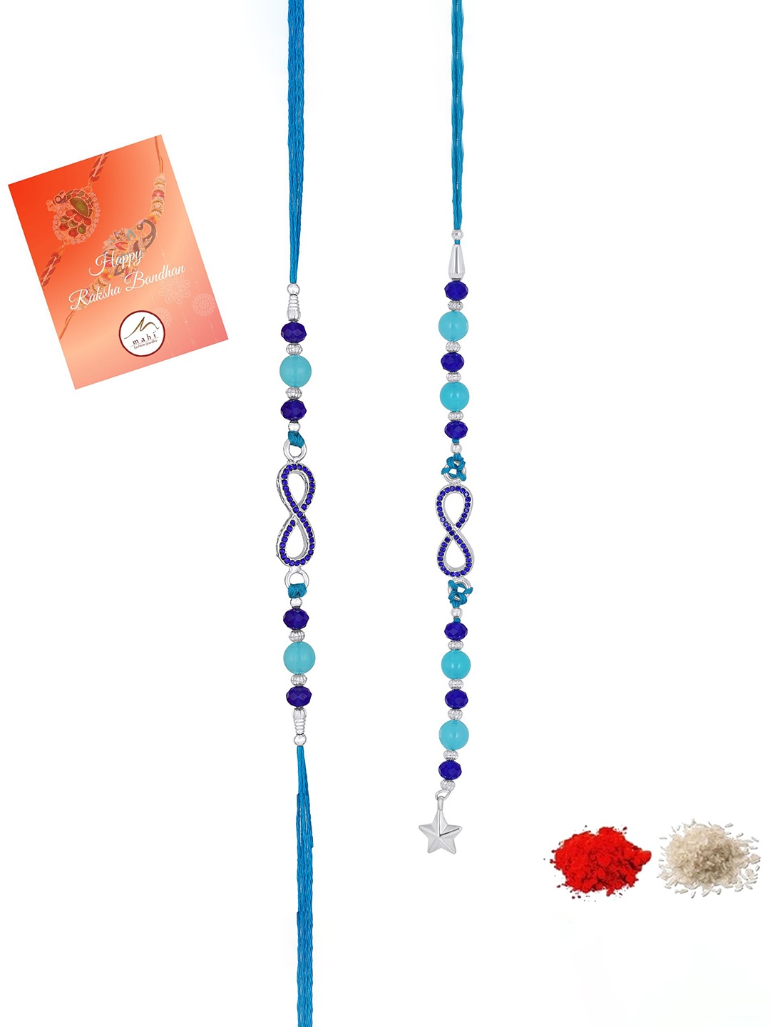 

Mahi Beaded Thread Couple Rakhis, Blue