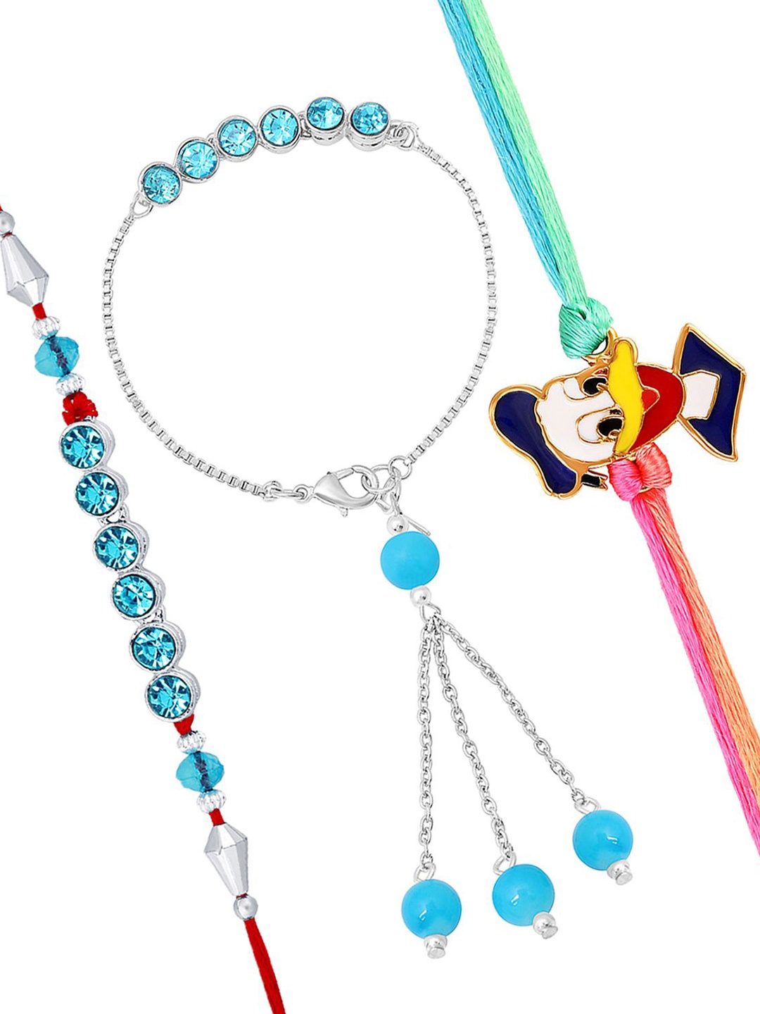 

Mahi Set of 2 Beaded Thread Bhaiya Bhabhi Rakhis, Blue