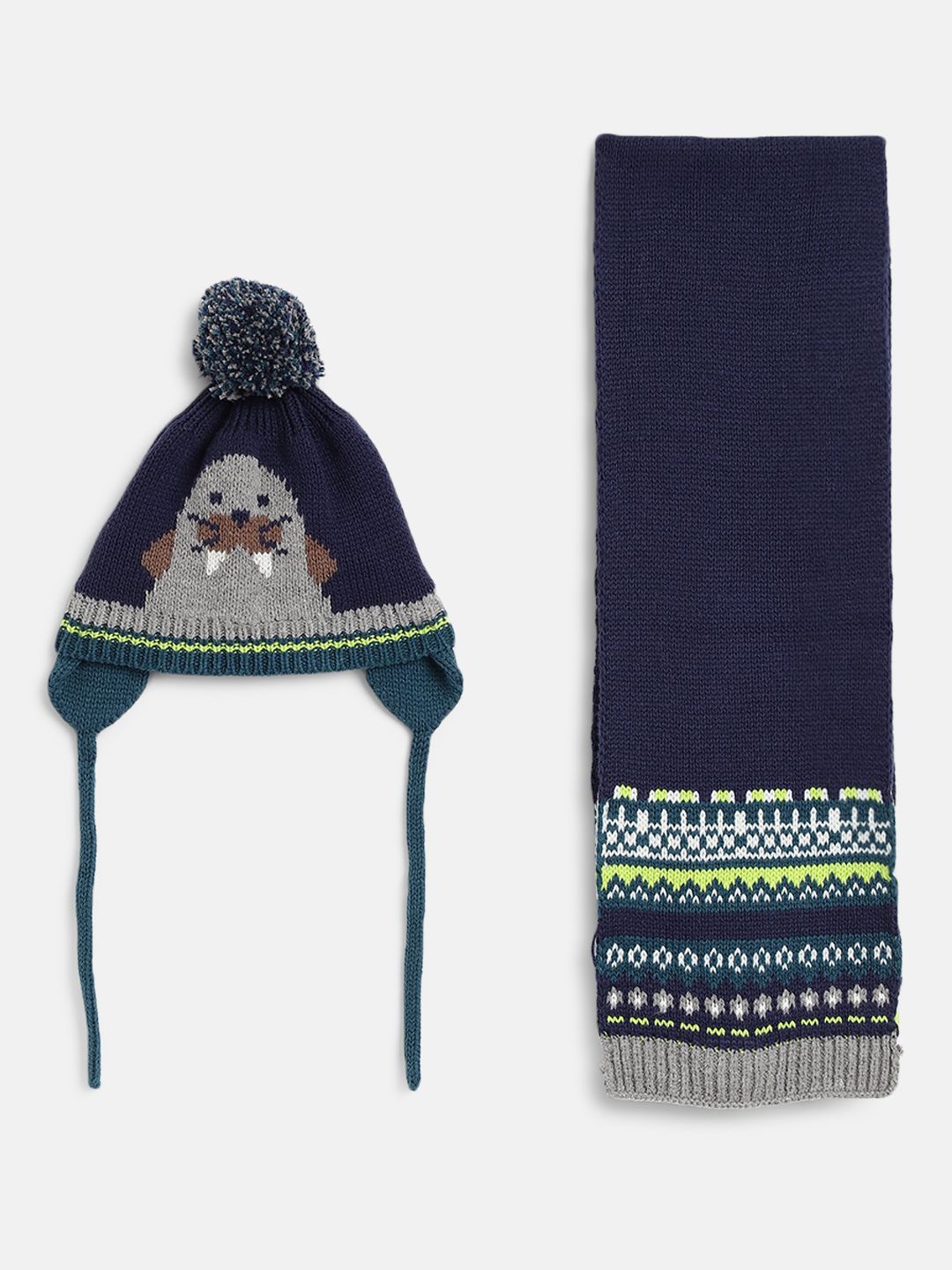 

Chicco Boys Woollen Beaniewith Muffler, Navy blue