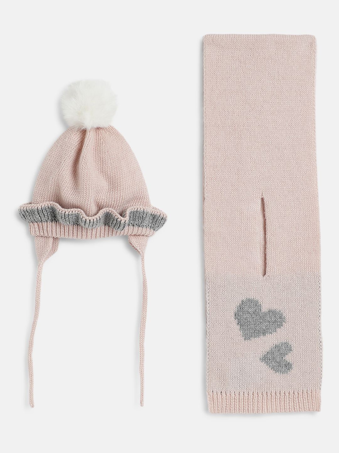 

Chicco Girls Woollen Beanie with Muffler, Pink