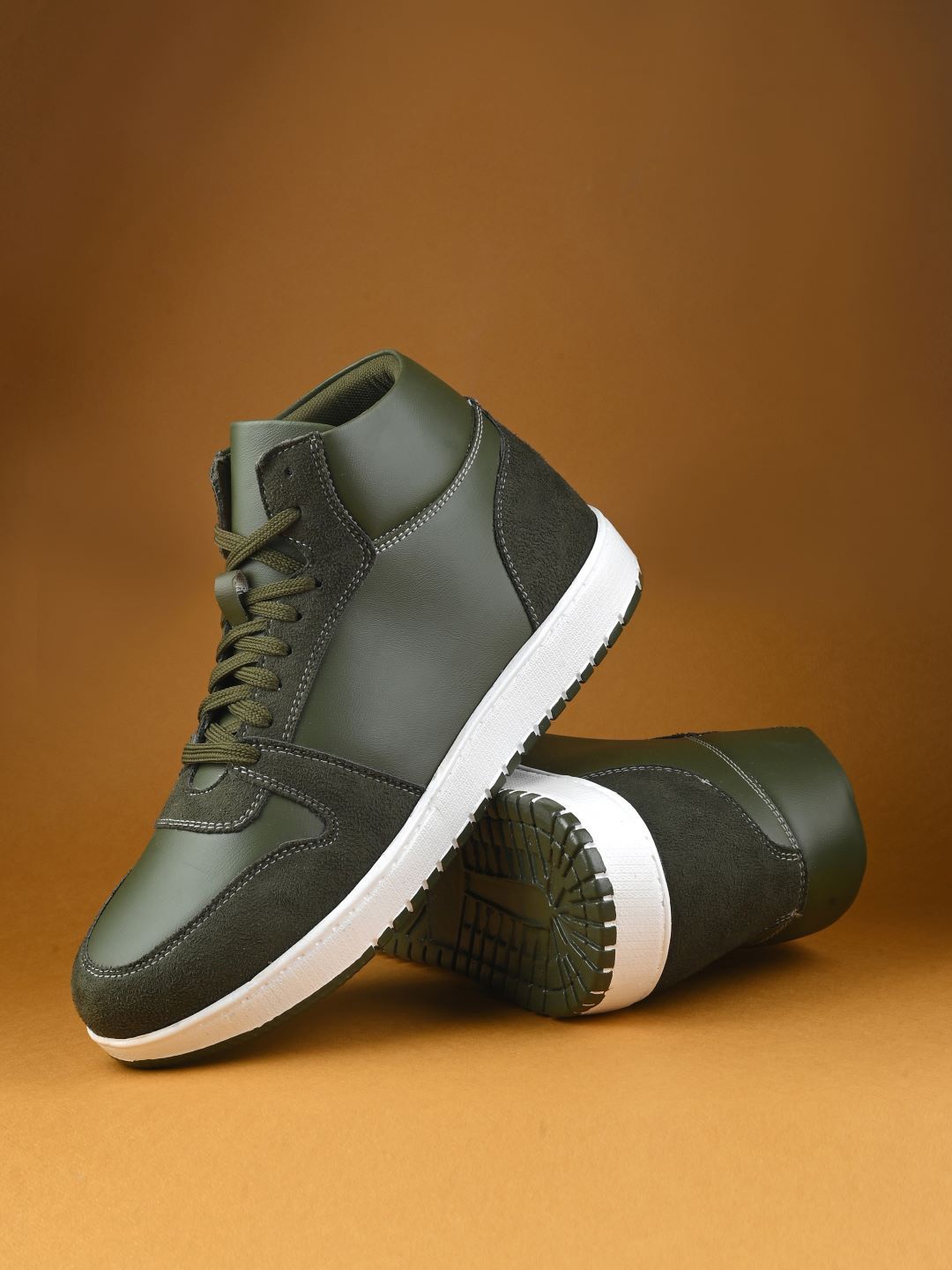 

The Roadster Lifestyle Co Mid-Top Laced Up Sneaker, Olive