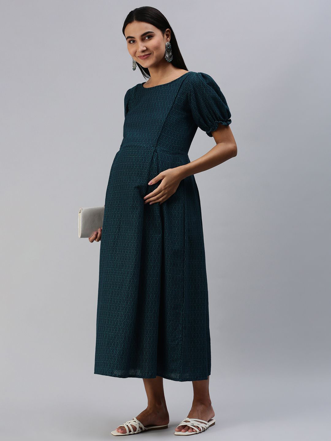 

Swishchick Maternity A-Line Midi Dress, Blue