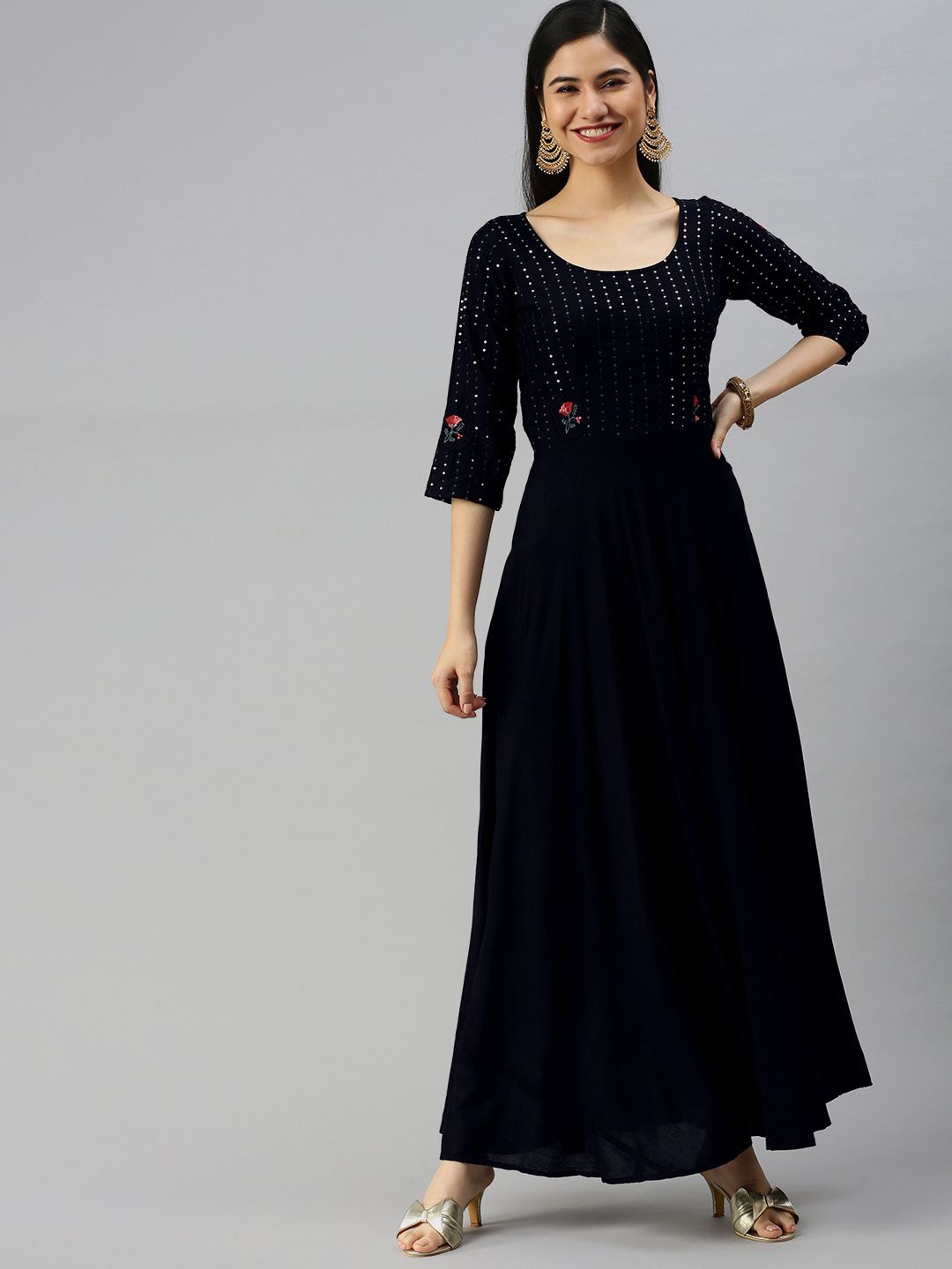 

Swishchick Embroidered Maxi Dress, Black