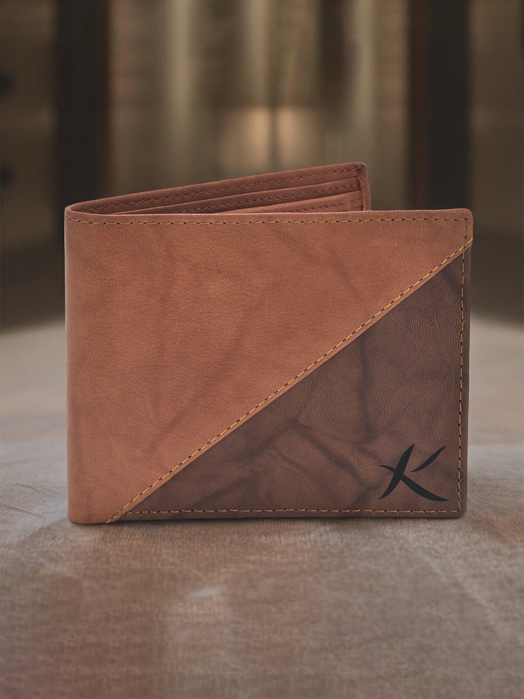 

Kastner Men Colourblocked Leather Two Fold Wallet, Tan