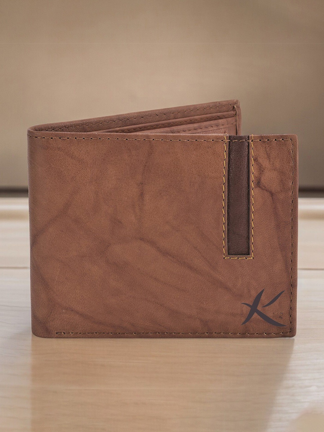

Kastner Men Textured Leather Two Fold Wallet, Tan