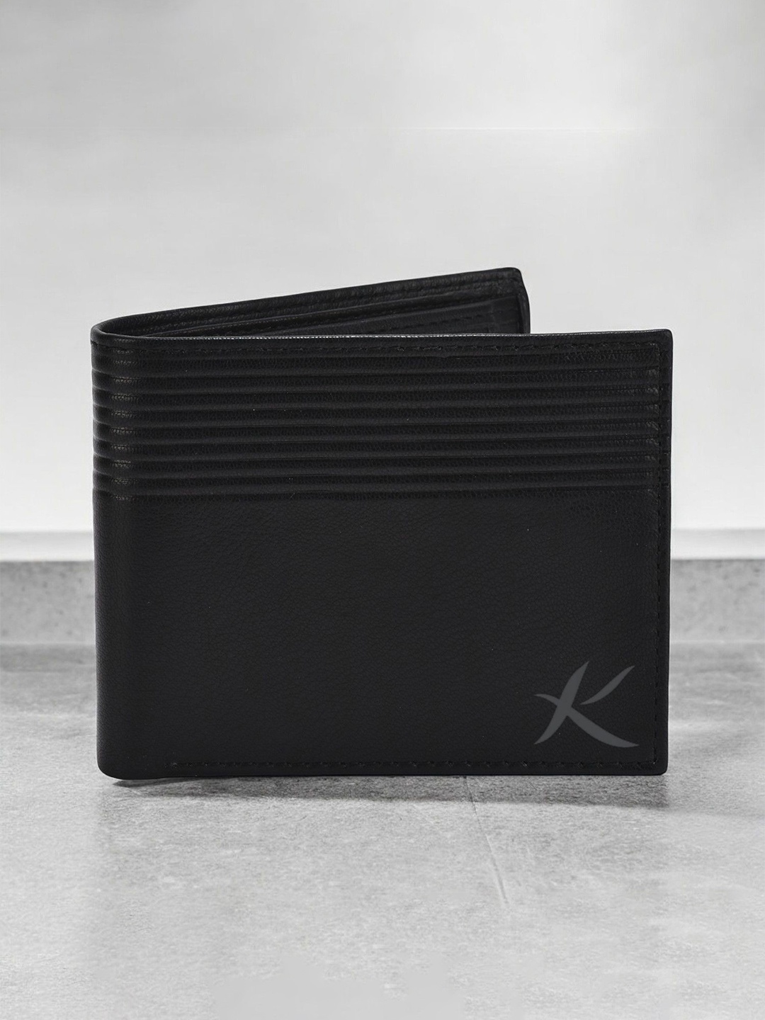 

Kastner Men Textured Leather Two Fold Wallet, Black