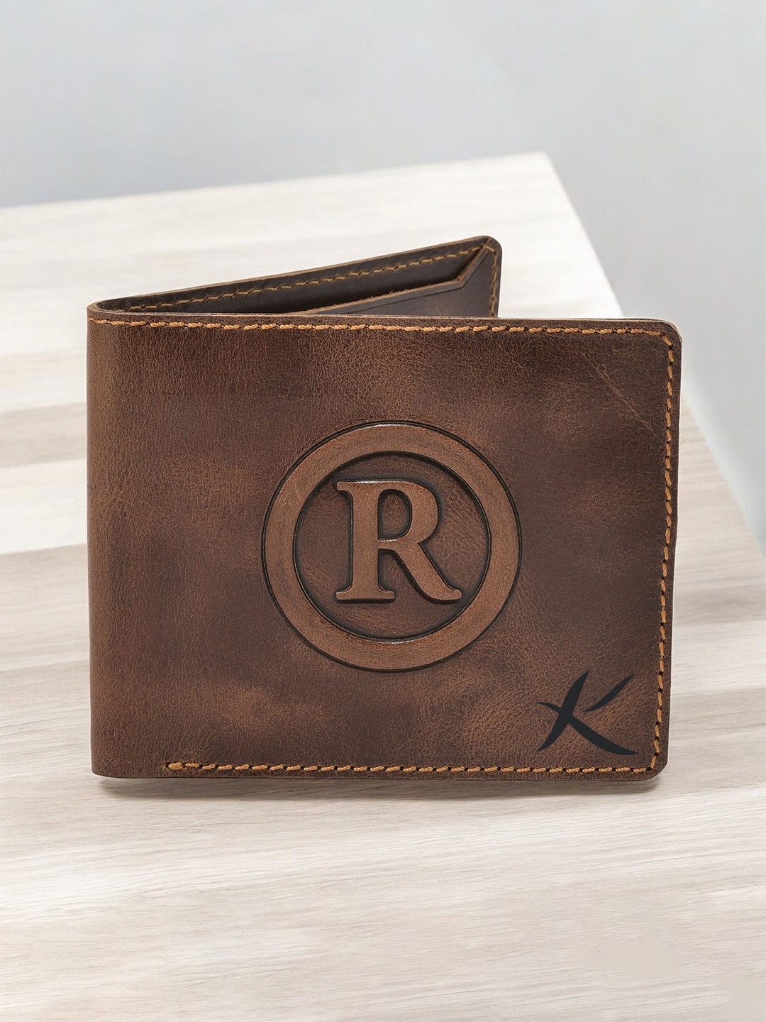 

Kastner Men Typography Textured Leather Two Fold Wallet, Tan