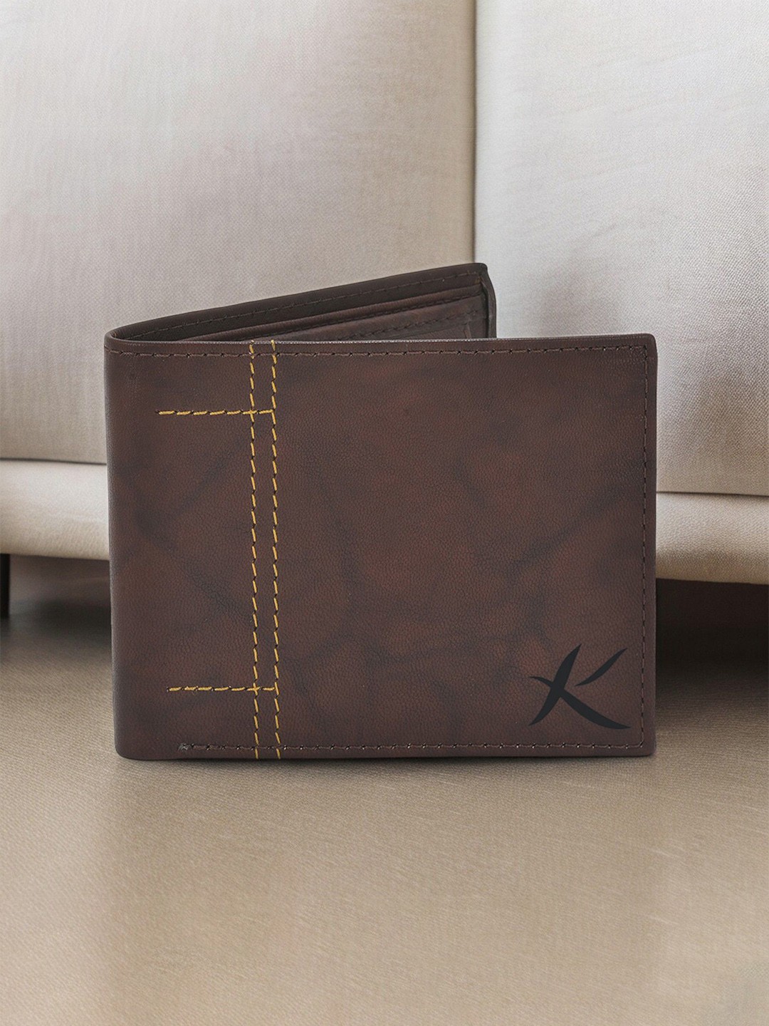 

Kastner Men Textured Leather Two Fold Wallet, Brown