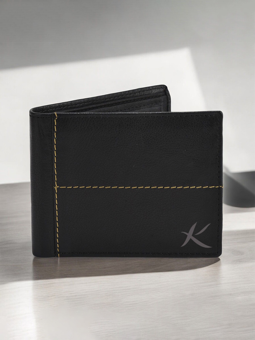 

Kastner Men Textured Leather Two Fold Wallet, Black