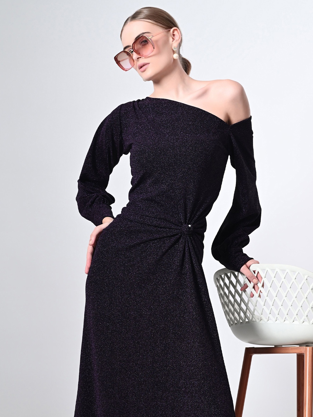 

mrutbaa One Shoulder Embellished Maxi Dress, Purple