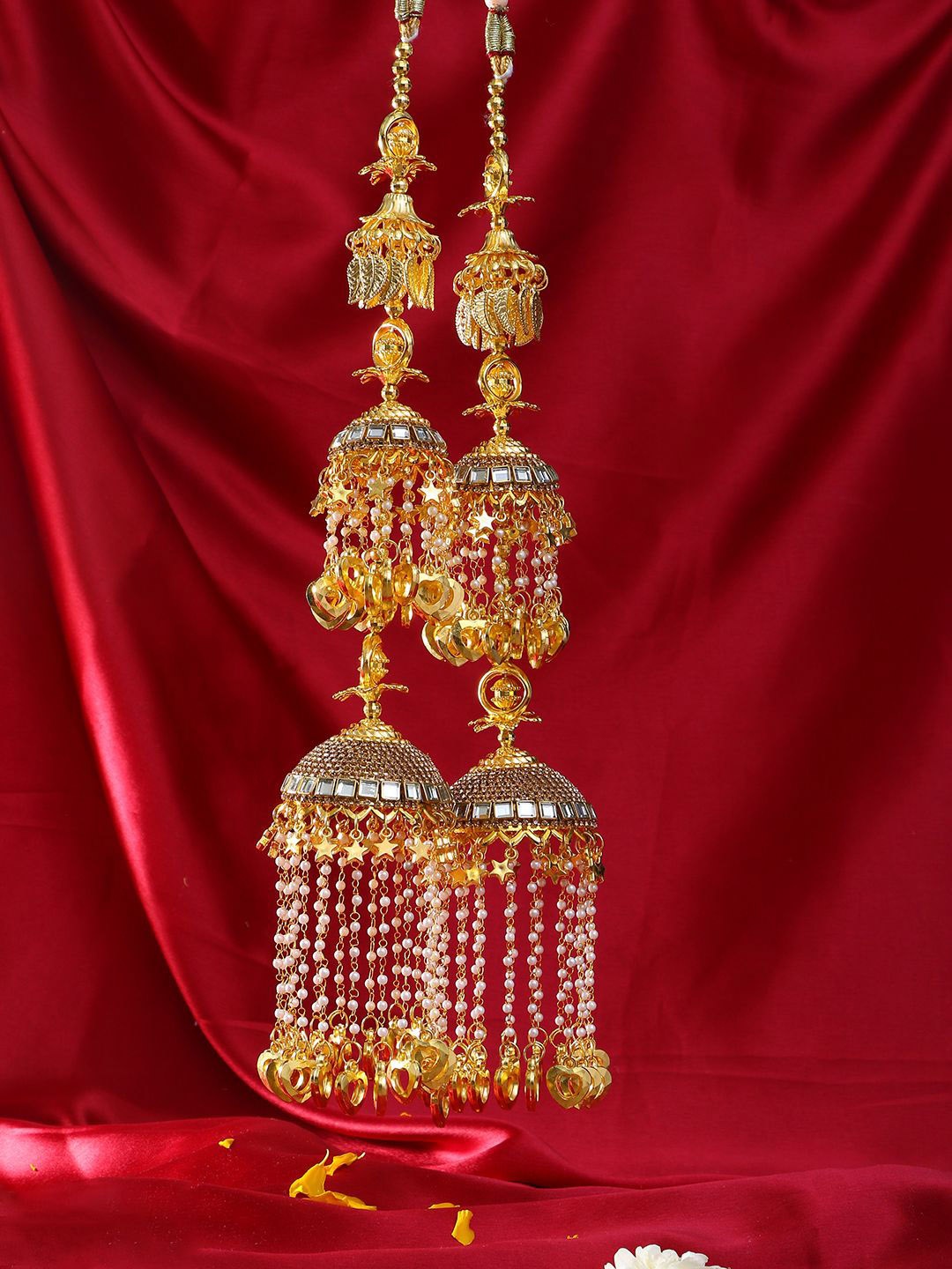 

Adwitiya Collection Gold-Plated Pearls Beaded Bridal Layered Kaleeras