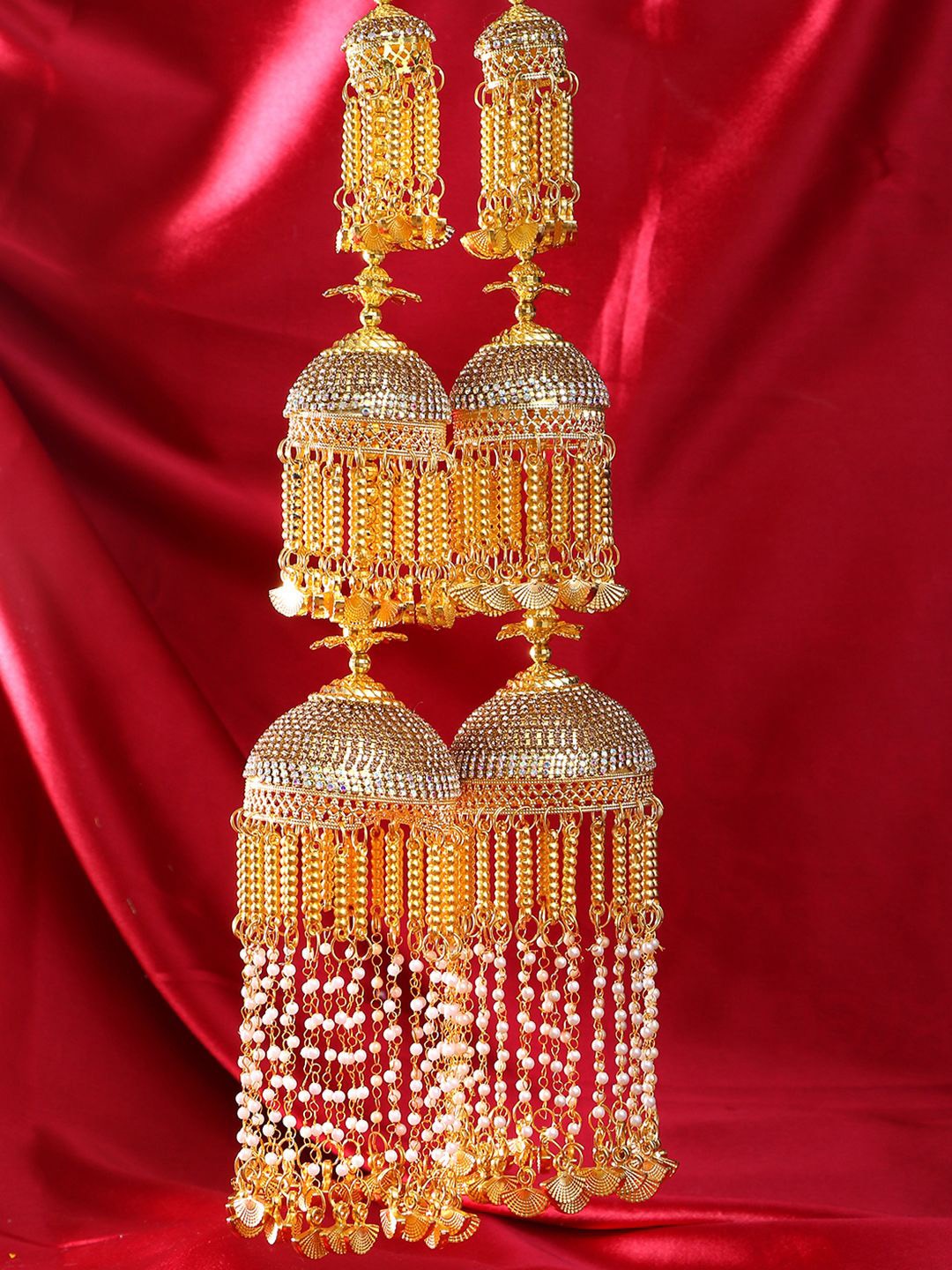 

Adwitiya Collection Gold-Plated Pearls Beaded Bridal Layered Kaleeras