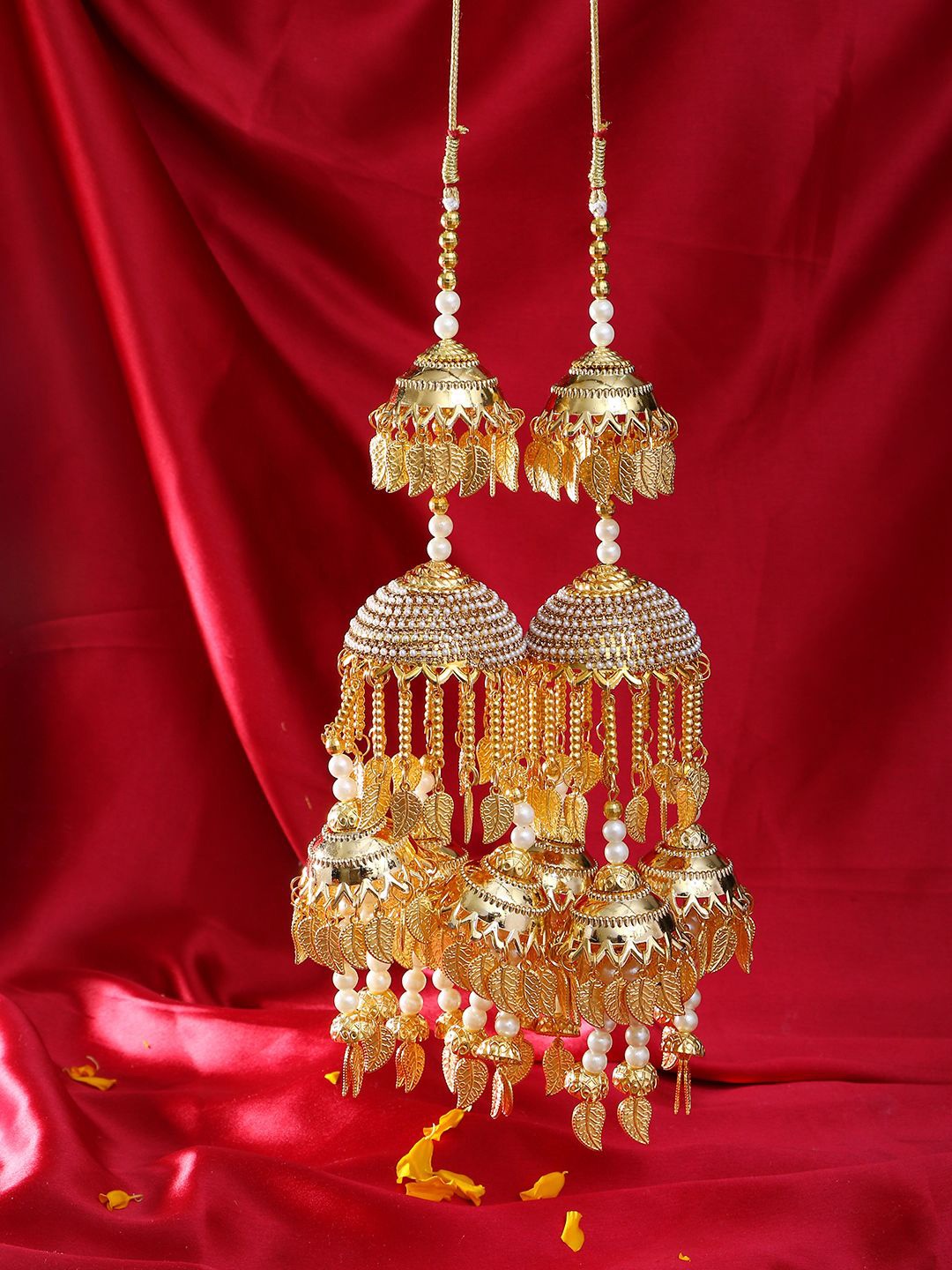 

Adwitiya Collection Gold-Plated Pearls Beaded Bridal Layered Kaleeras