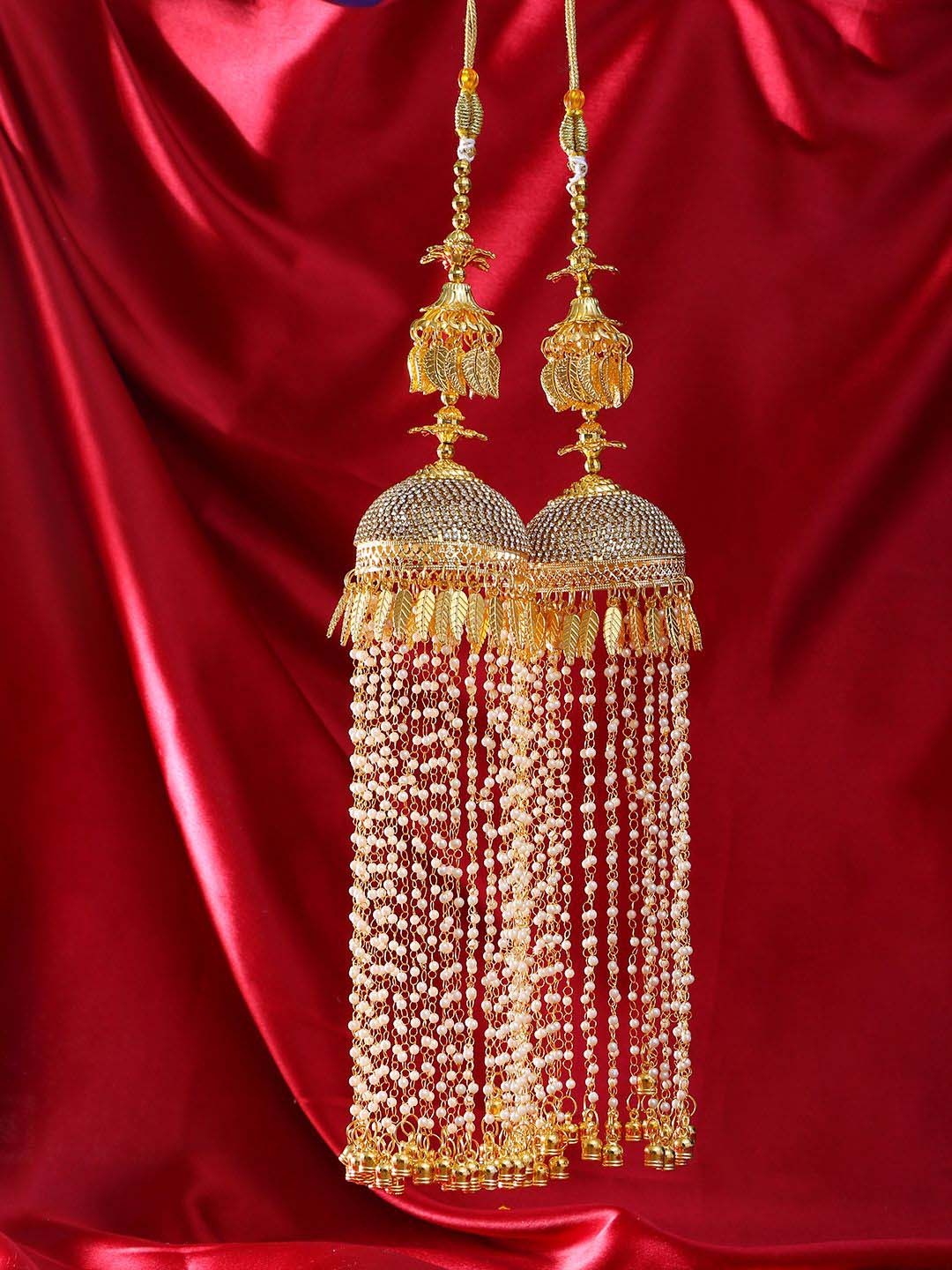 

Adwitiya Collection Gold-Plated Pearls Beaded Bridal Kaleeras