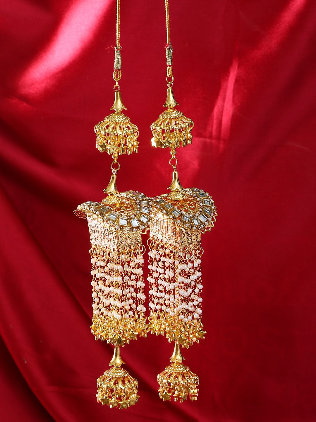 

Adwitiya Collection Gold-Plated Pearls Beaded Bridal Layered Kaleeras