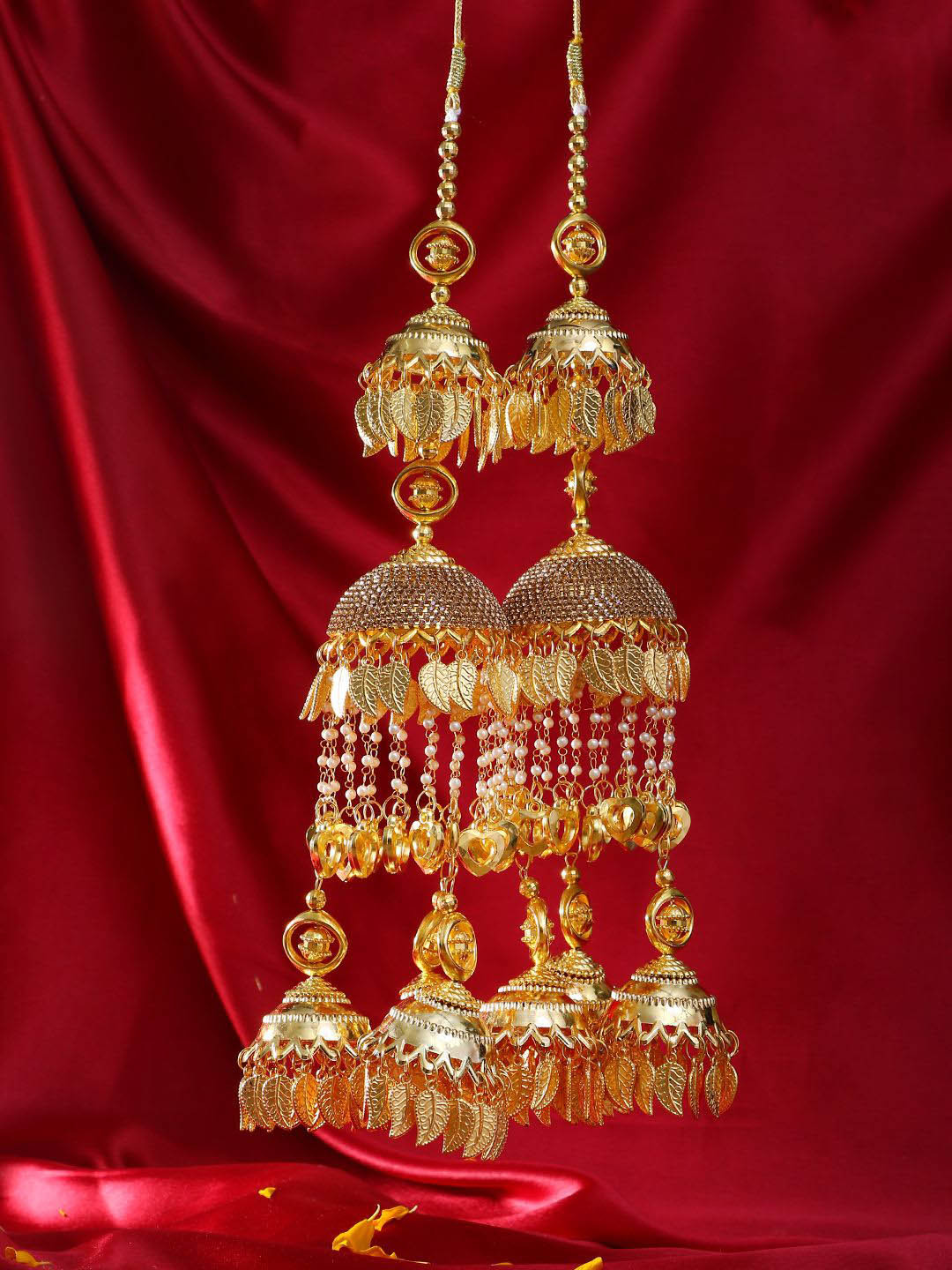 

Adwitiya Collection Gold-Plated Pearls Beaded Bridal Layered Kaleeras