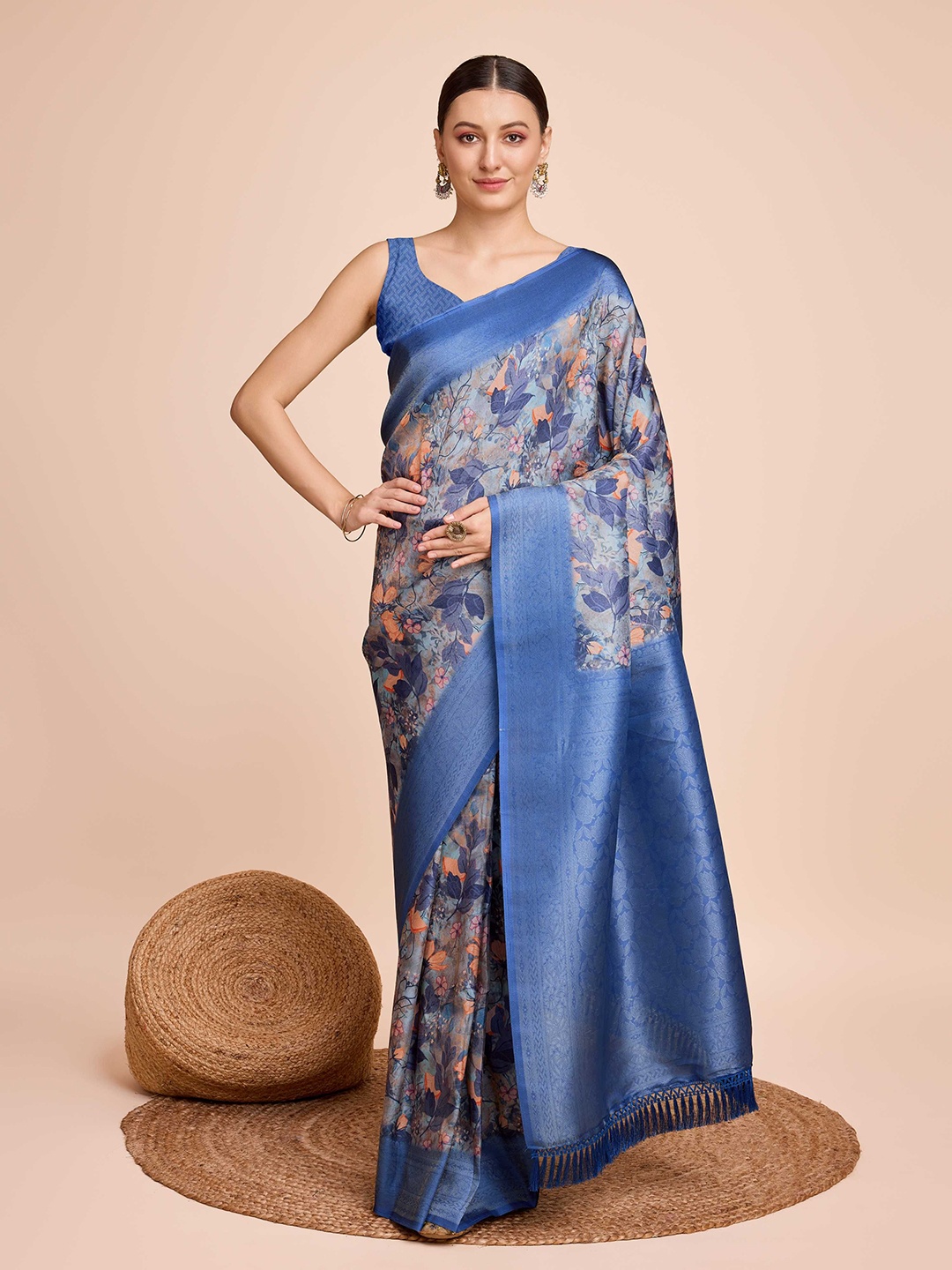 

Mitera Woven Design Ready to Wear Kanjeevaram Saree, Blue