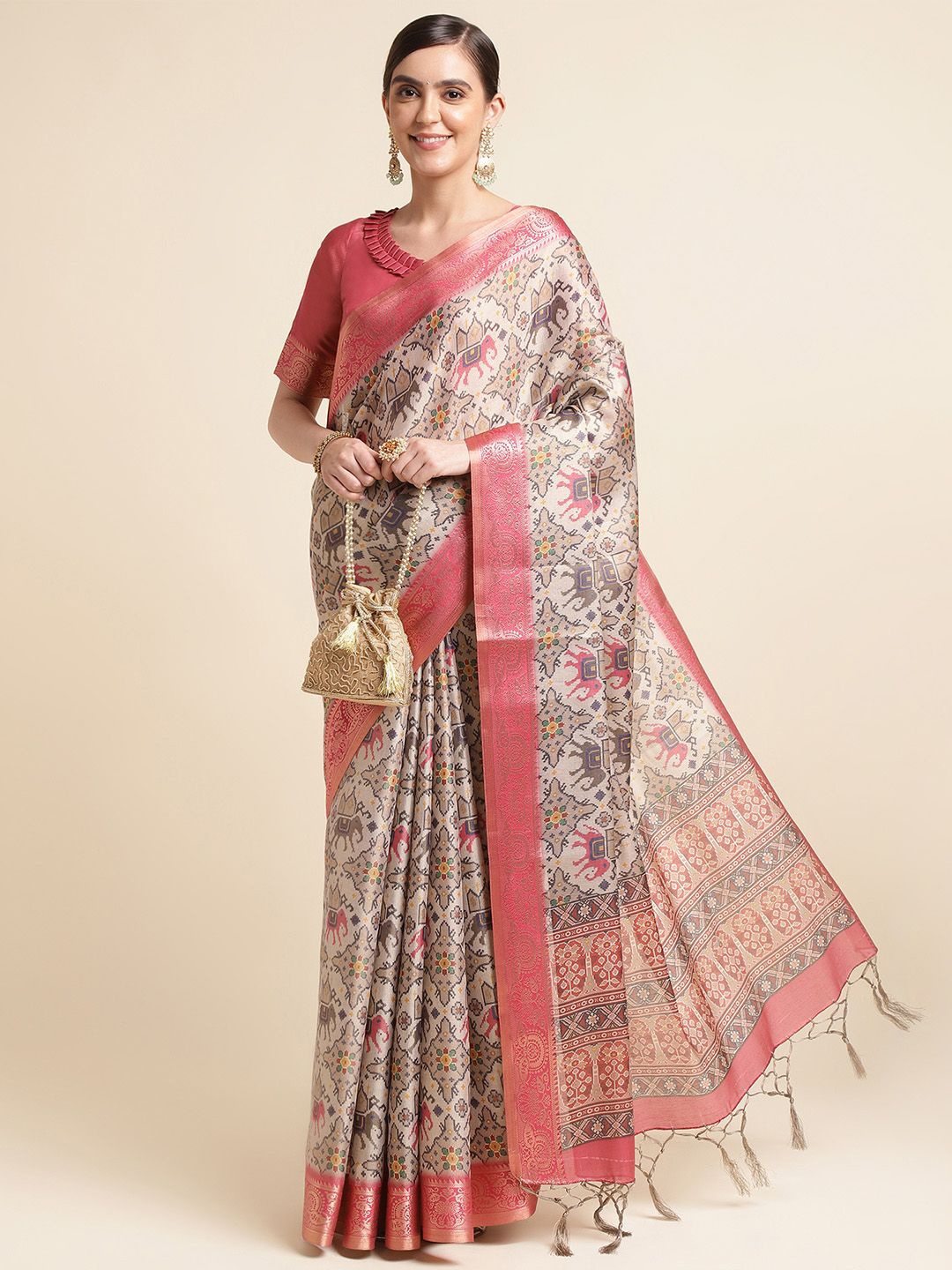 

Ishin Woven Design Kanjeevaram Saree, Pink