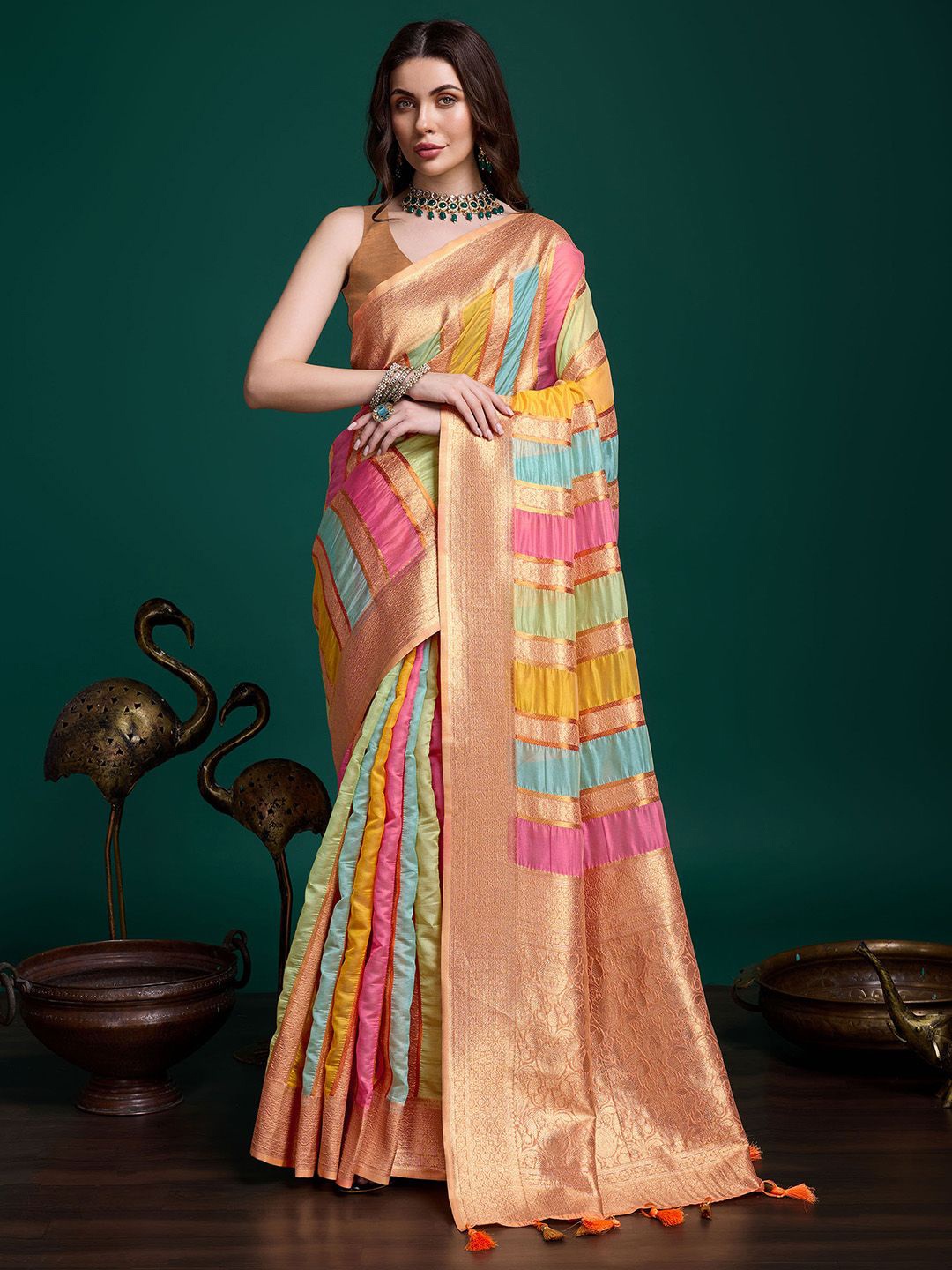 

Ishin Ethnic Motifs Organza Saree, Orange