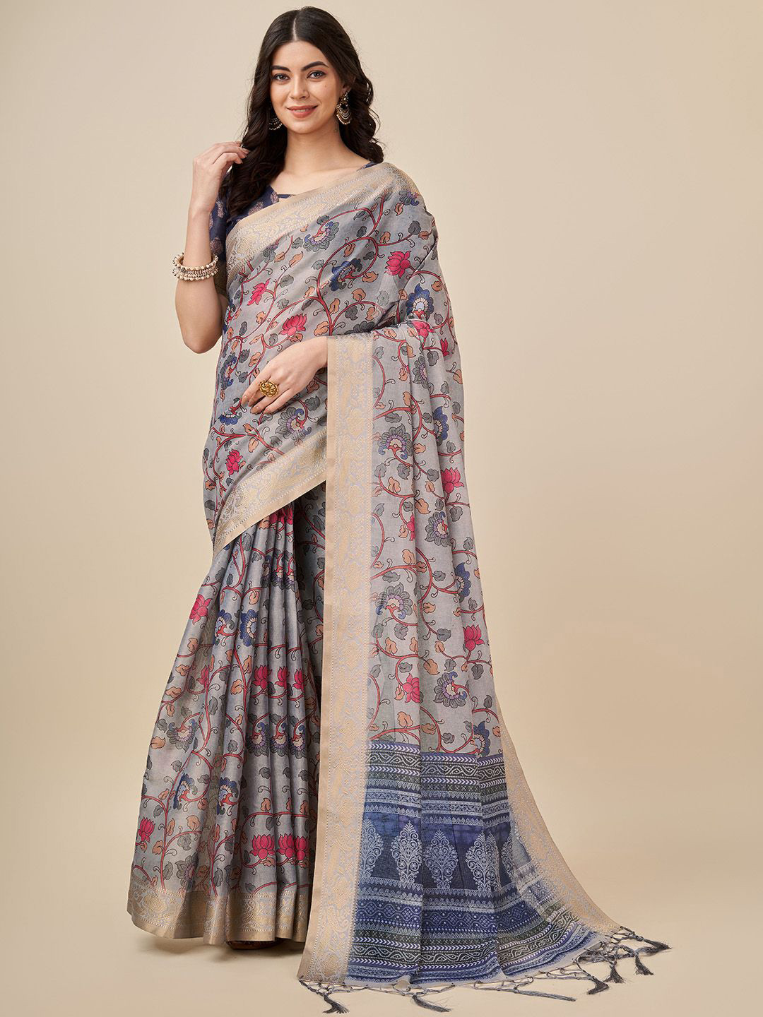 

Ishin Floral Kanjeevaram Saree, Blue