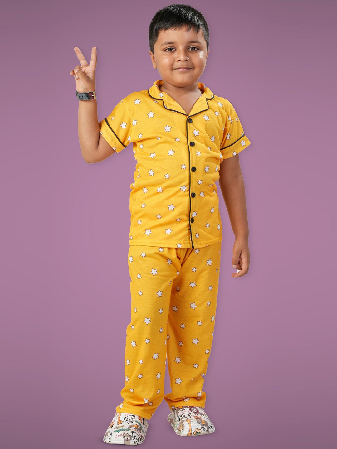 

BAESD Boys Conversational Printed Nightsuits, Yellow