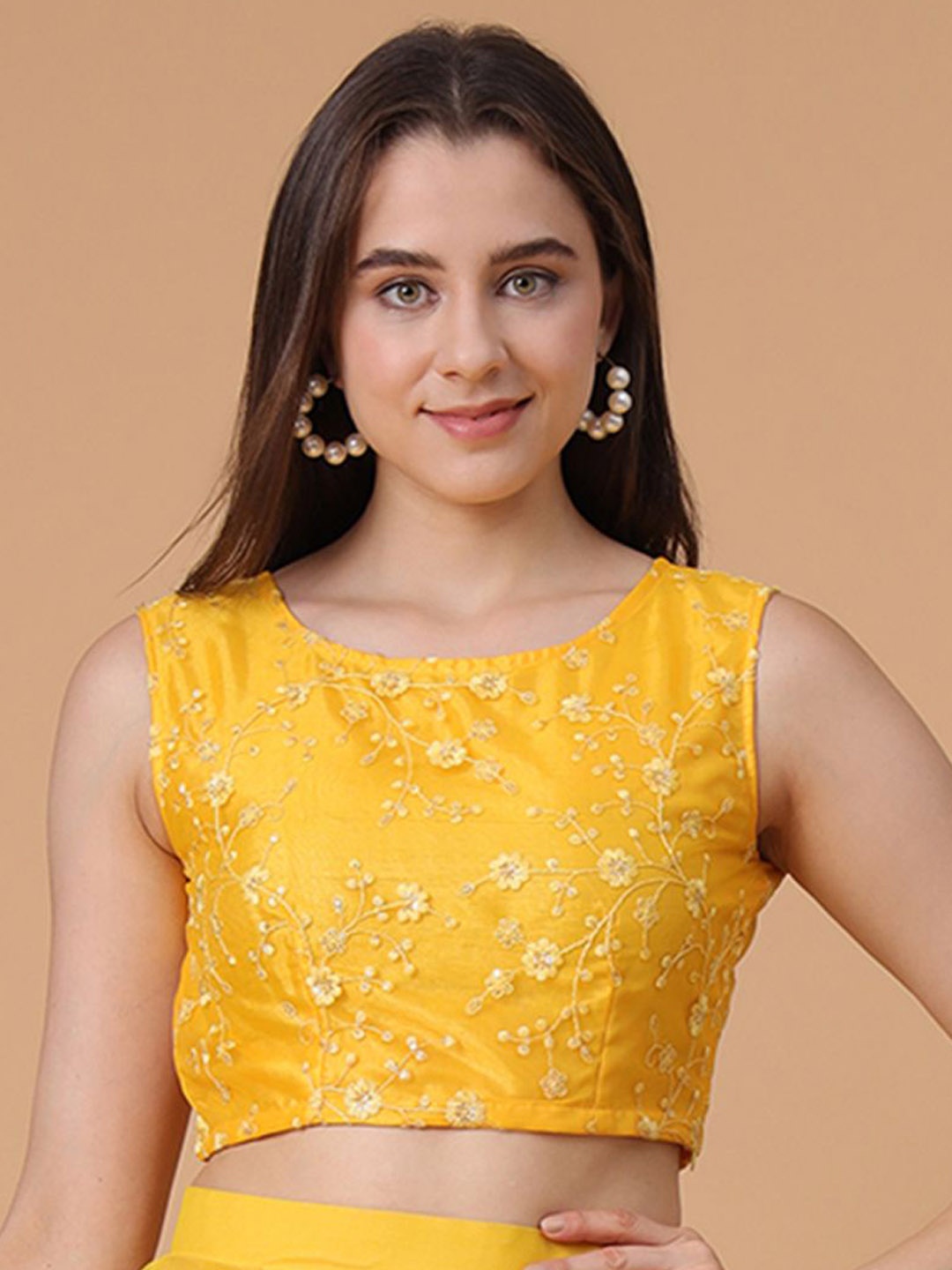 

Frolic Rolic Yellow Embroidered Net Blouse