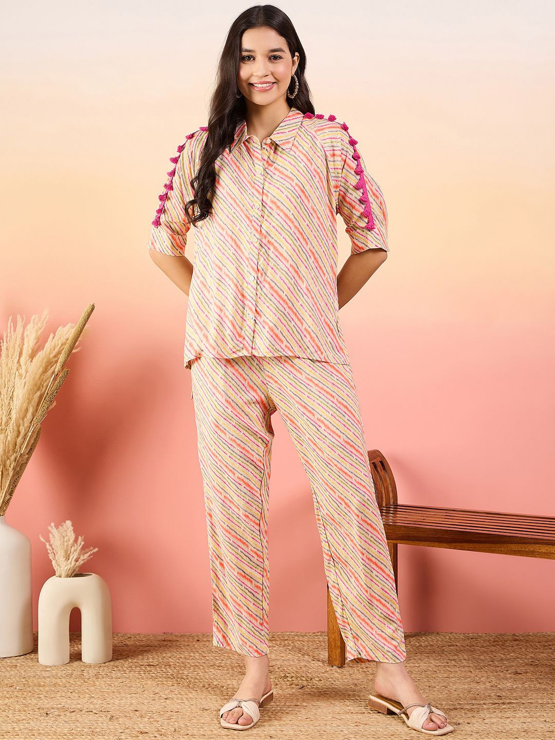 

Modeve Striped Shirt With Trouser, Pink