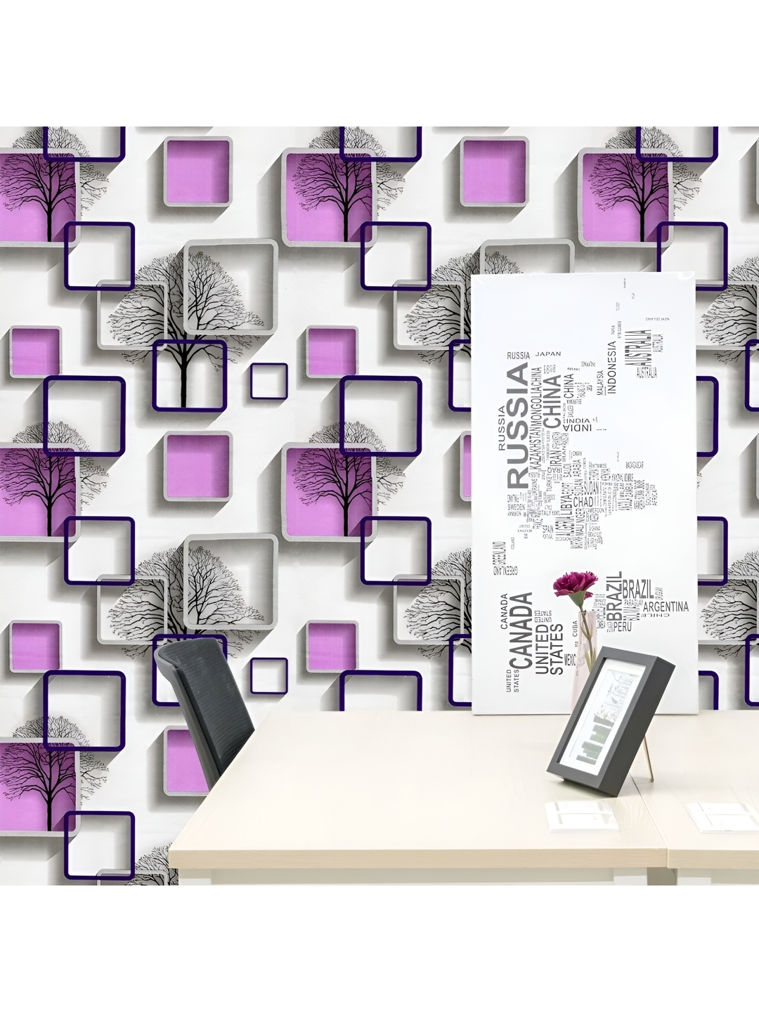 

Aura Purple & White 3D Printed Self Adhesive Wall Sticker