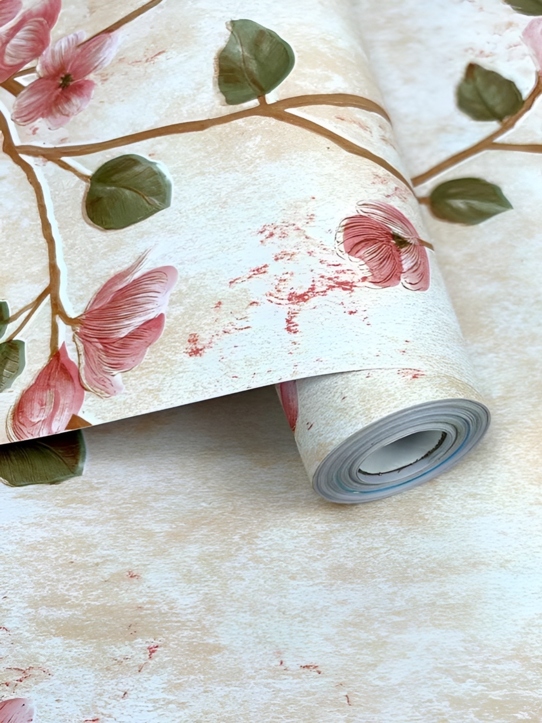 

Aura Cream-Colored & Pink 3D Floral Printed Self Adhesive Wall Sticker
