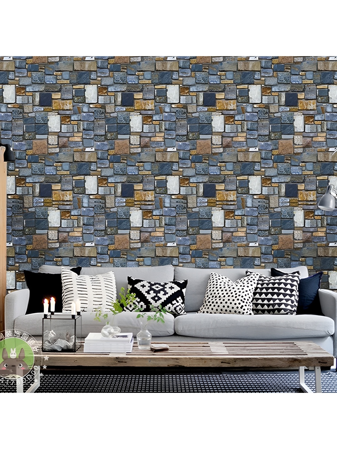 

Aura White & Grey Printed Self Adhesive Wall Sticker