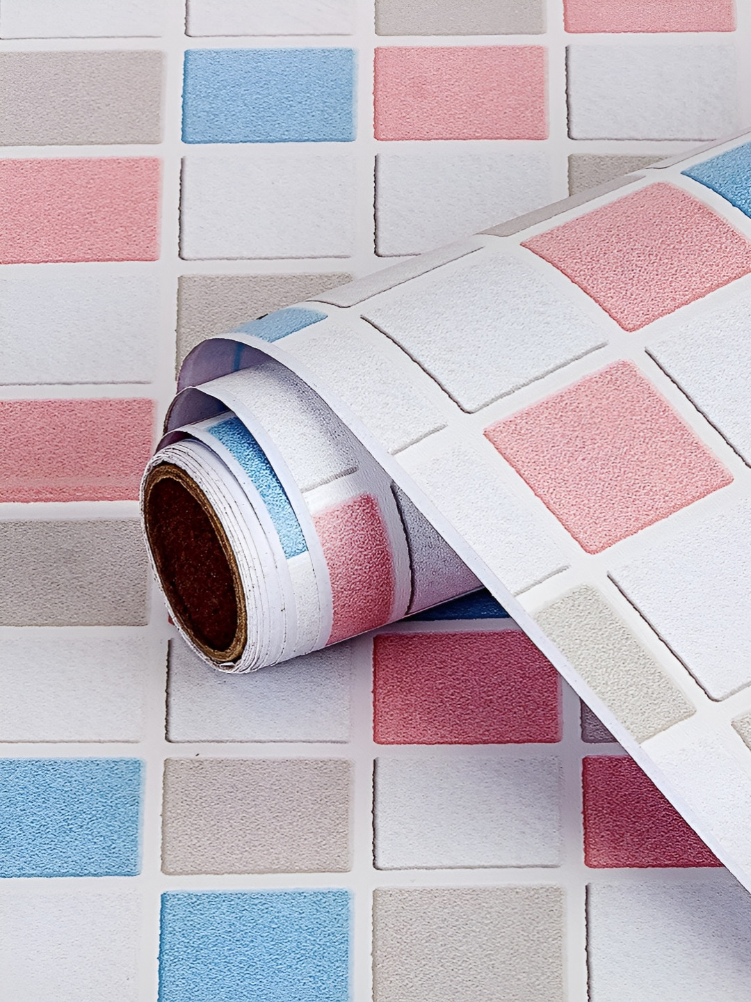 

Aura White & Blue 3D Checked Self Adhesive Wall Sticker
