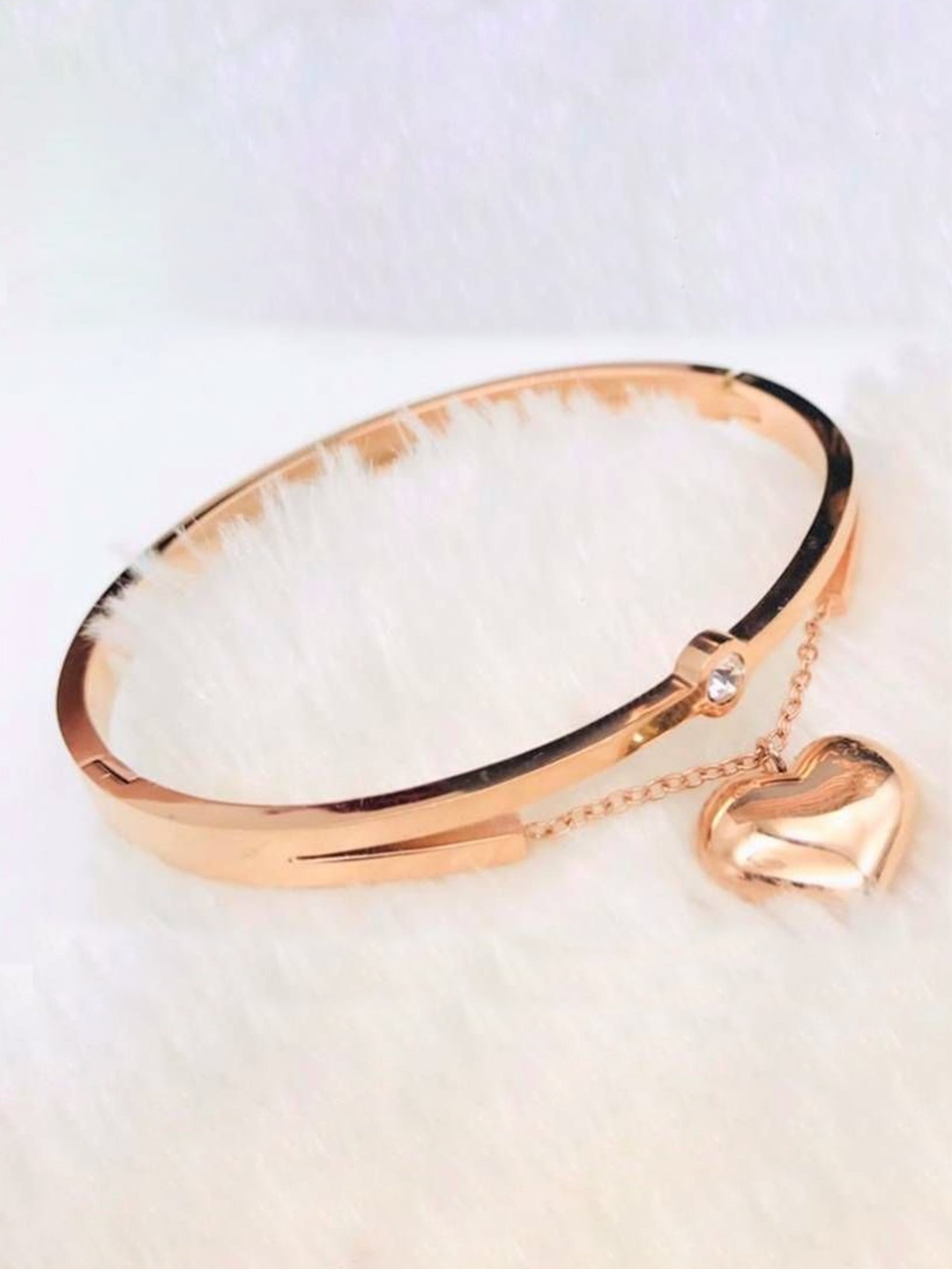 

The Pari Rose Gold-Plated Stainless Steel Stones Studded Openable Bangle-Style Bracelet